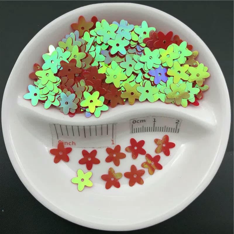 Paillettes plates transparentes AB de 10 mm avec trou central en forme de fleur, pour la couture, les mariages et autres créations vestimentaires (femmes et enfants). Poids : 150 g.