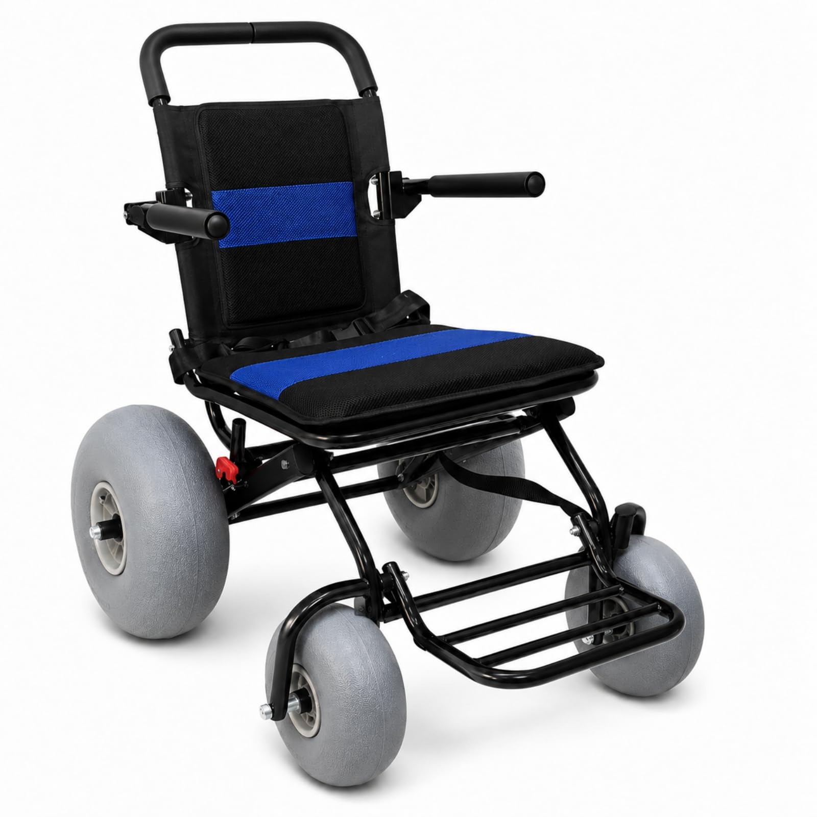 Silla De Ruedas Todoterreno Para Playa, Plegable, Con Neumáticos Anchos, Capacidad De 100 Kg, Reposapiés Plegable, Para Playa, Césped, Grava Y Acceso Al Agua