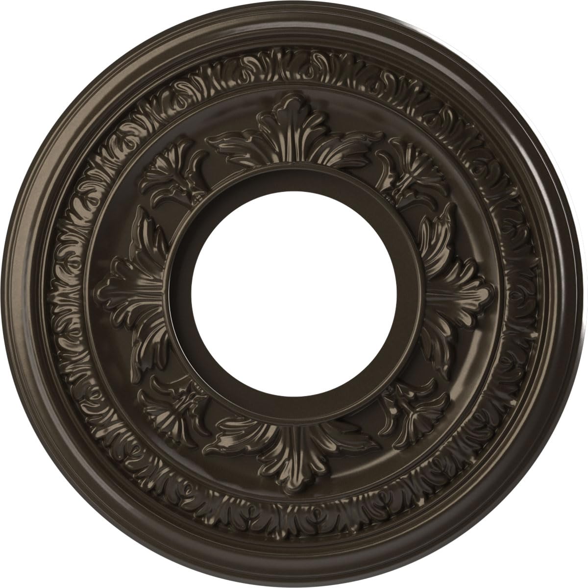 Ekena Millwork 10"OD x 3 1/2"ID x 3/4"P Baltimore Thermoformed PVC Ceiling Medallion (Fits Canopies up to 4 1/4"), Metallic Dark Bronze