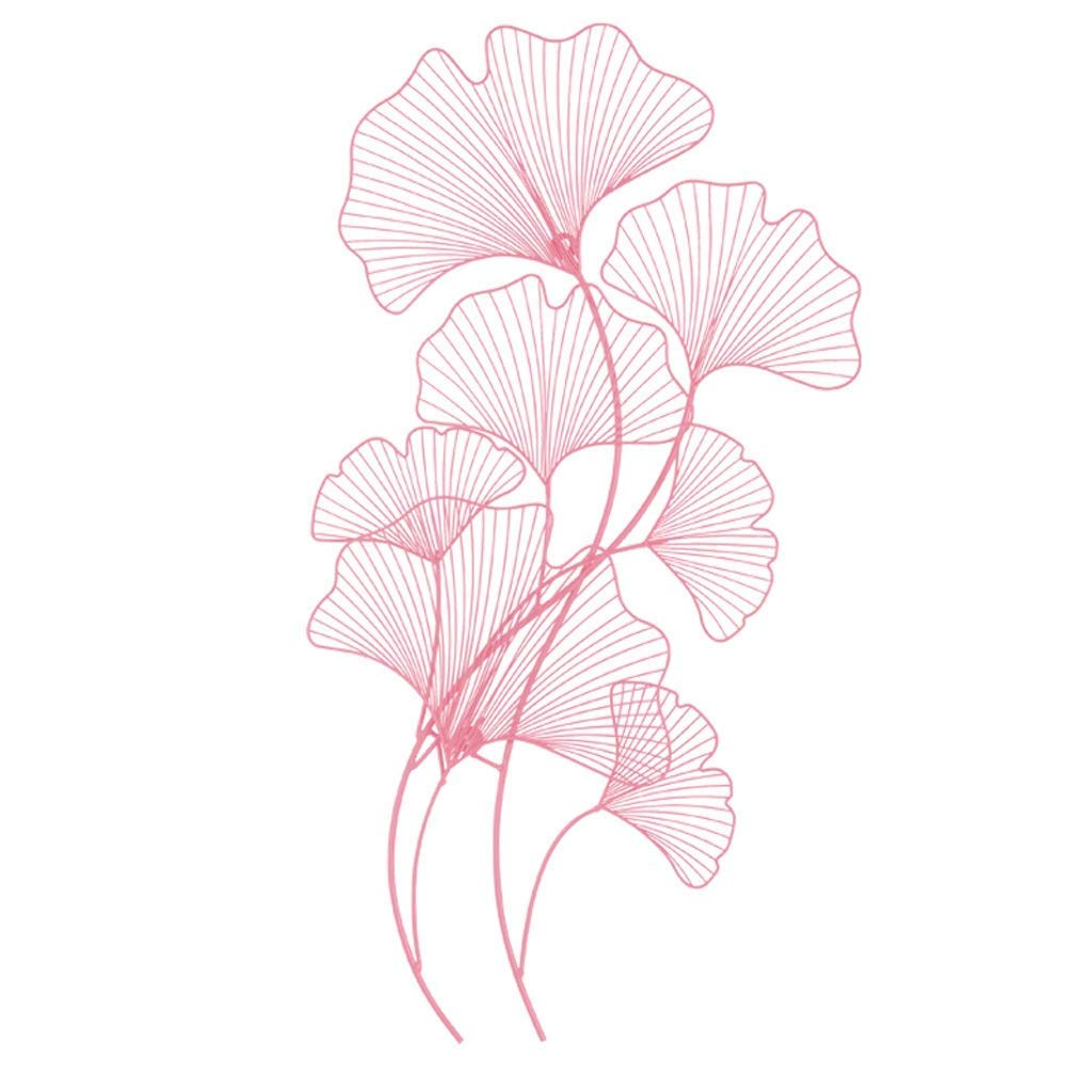 Décoration murale salon fond mur métal feuille de ginkgo surdimensionné 92 cm rose