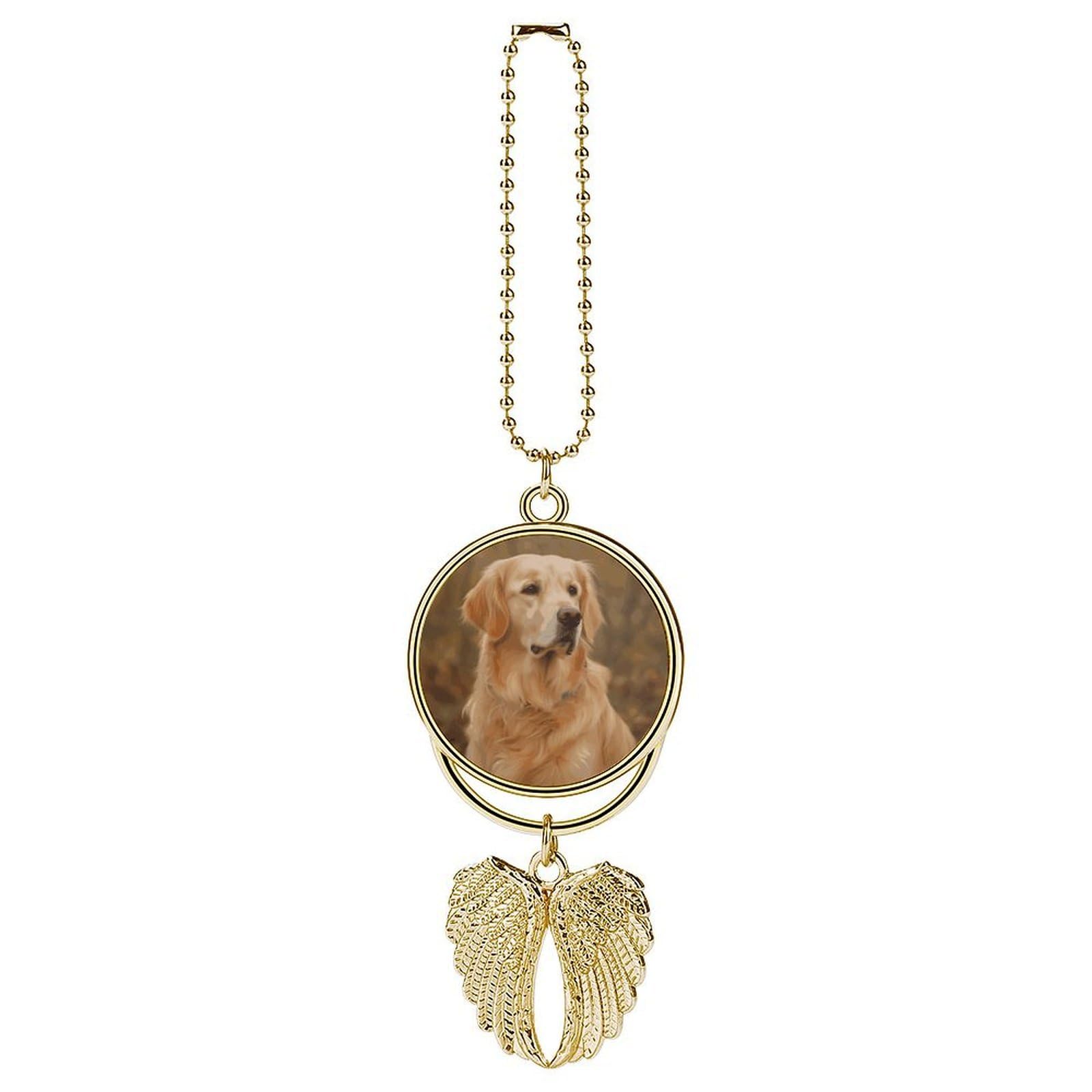Golden Retriever Car Charm, Alloy Rear View Mirror Pendant, Bling Funny Car Hanging Ornament Gift for Women Men, Car Pendant Lucky Auto Interior Decoration Accessories Golden-Style