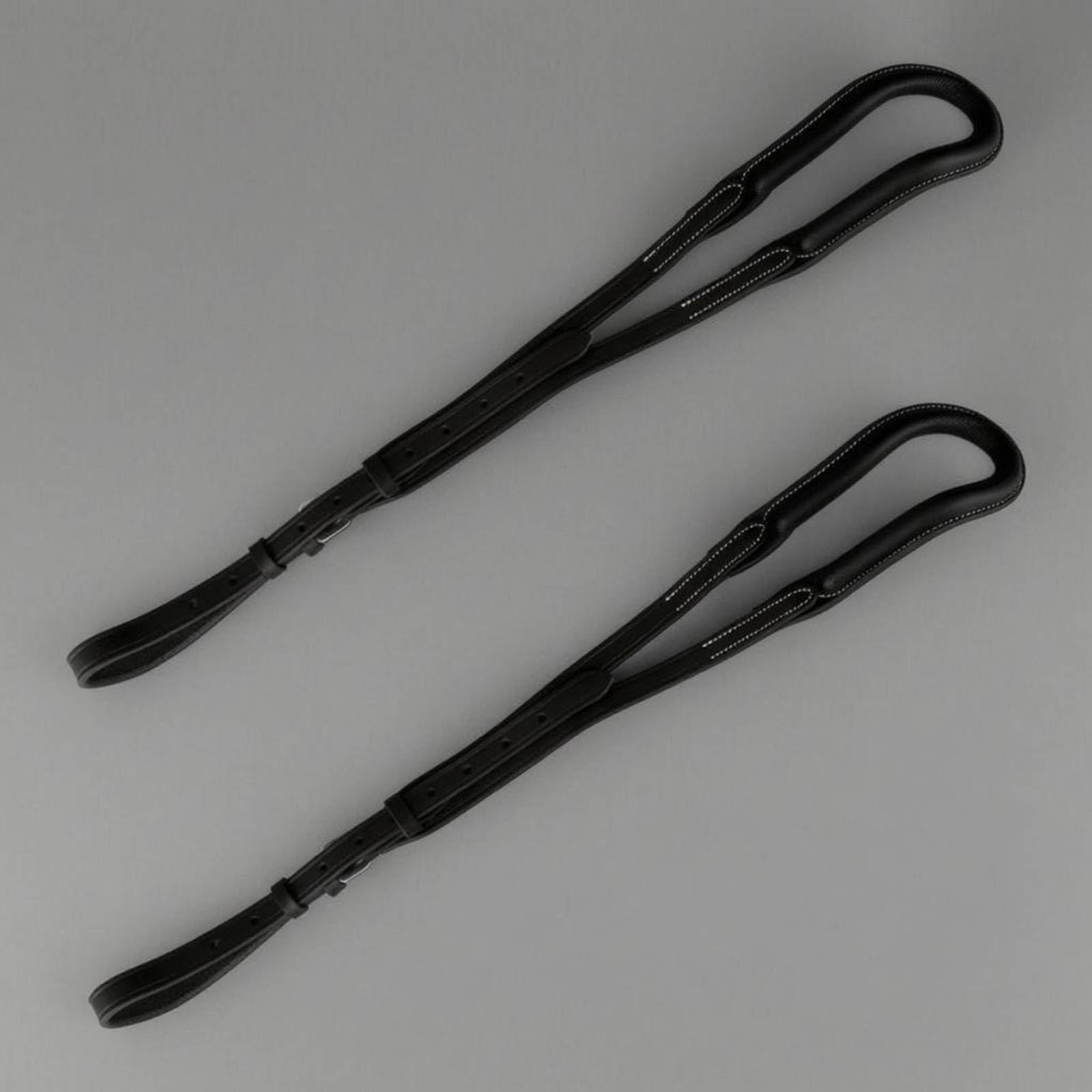 kowaku Cinturino da Selleria con Fibbia Cuciture Bianche Cinturino Regolabile in Pelle Presa Stabile Attrezzatura Equestre , Nero , L