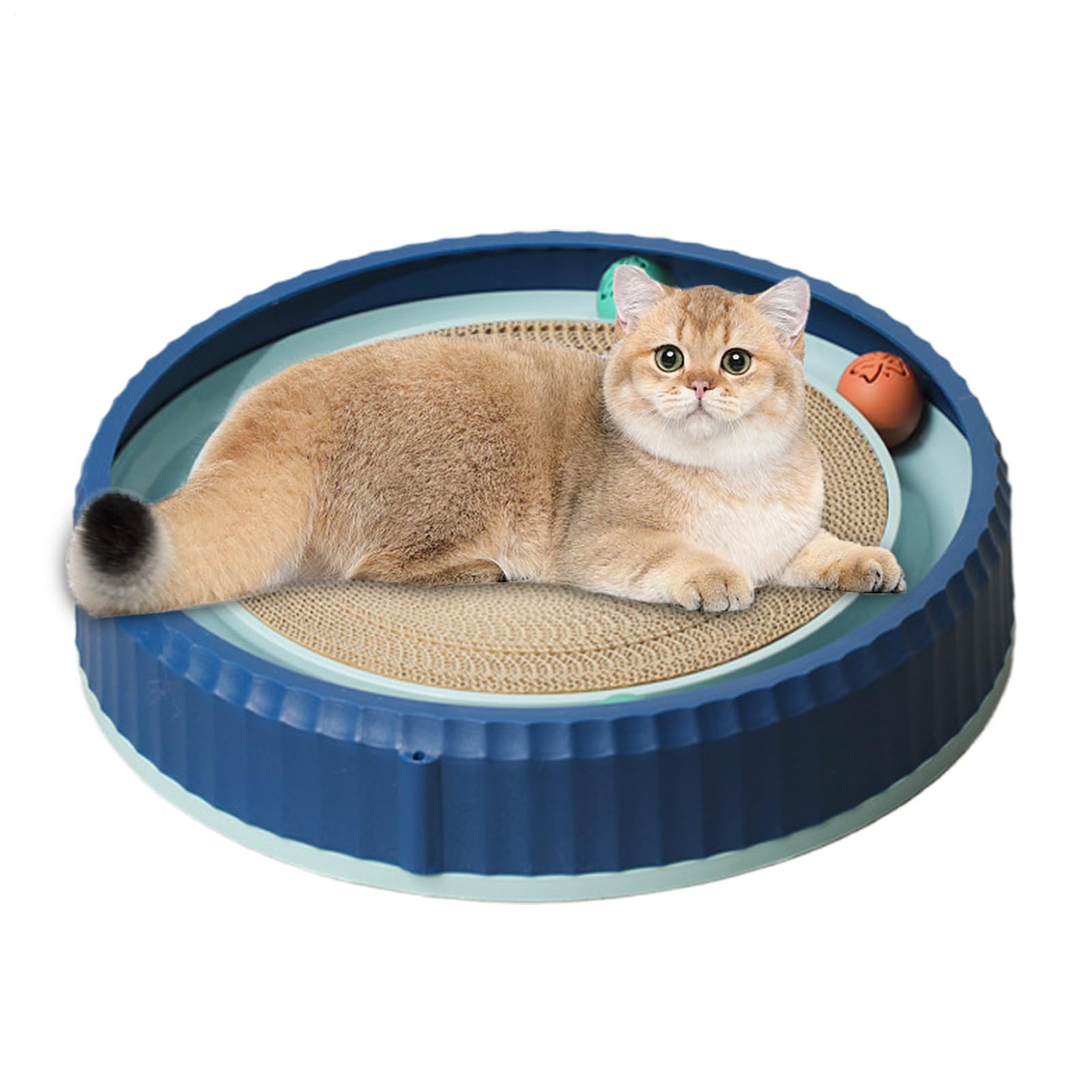 Griffoir pour chat rond en carton Teksome avec 2 billes de jeu