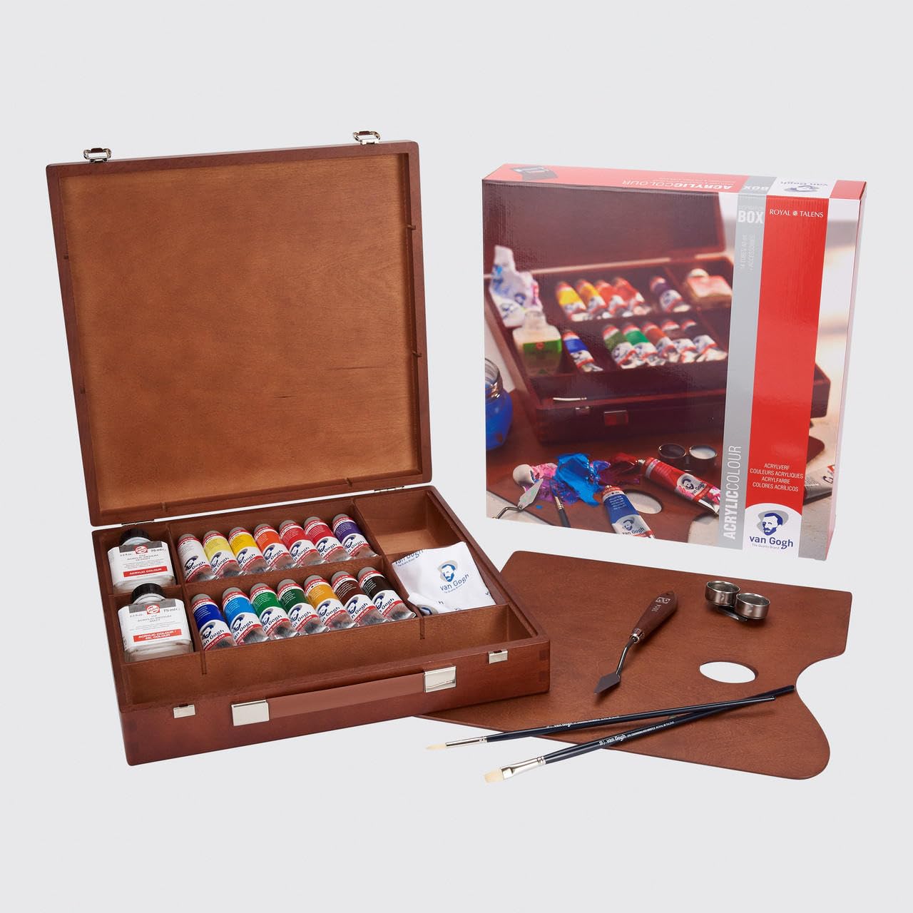 Talentos Colores acrílicos VAN GOGH caja de madera con 14 tubos 40 ml y accesorios