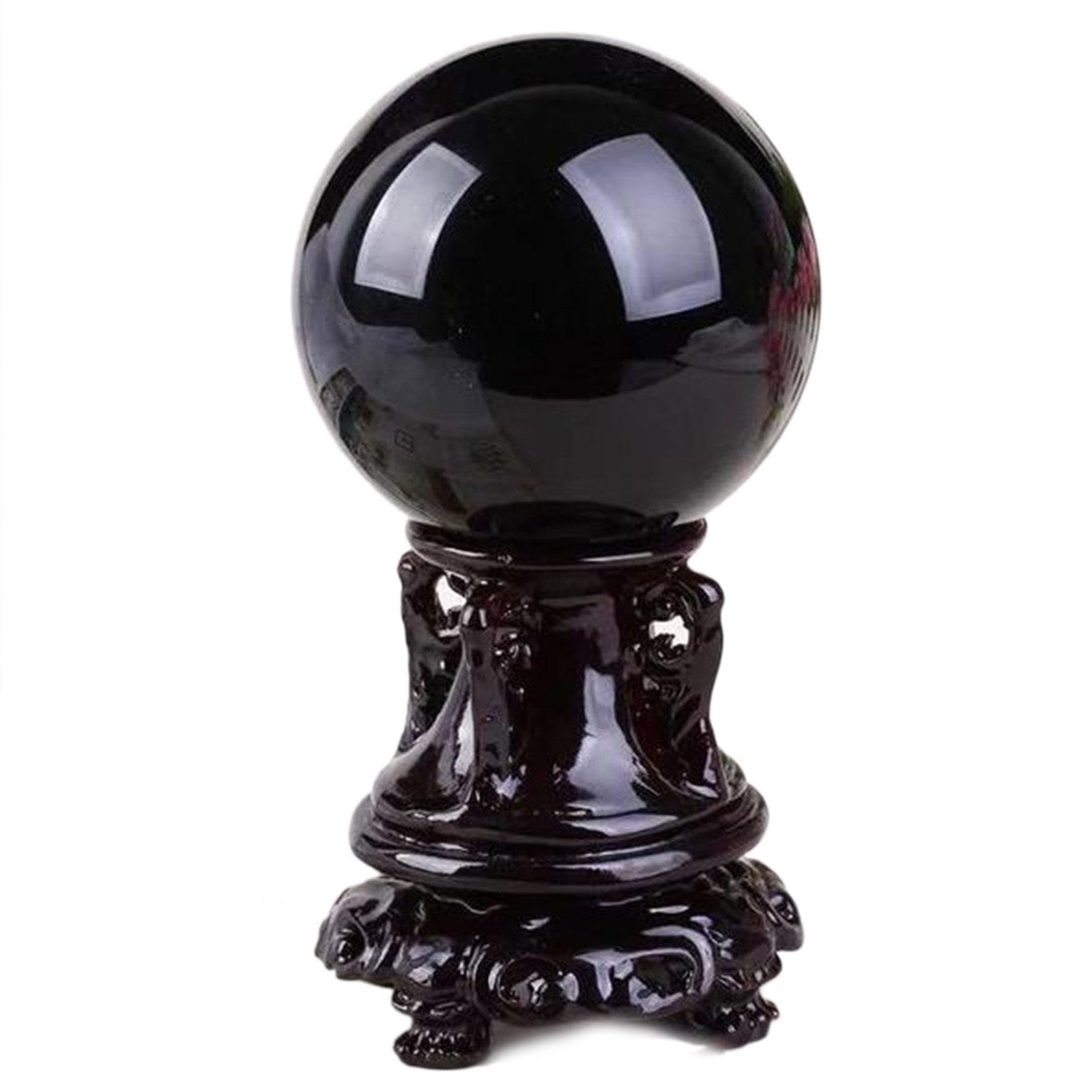 FOPURE Black Crystal Ball Obsidian Crystals Sphere Home Decorations Ornaments,3.9"(10cm)