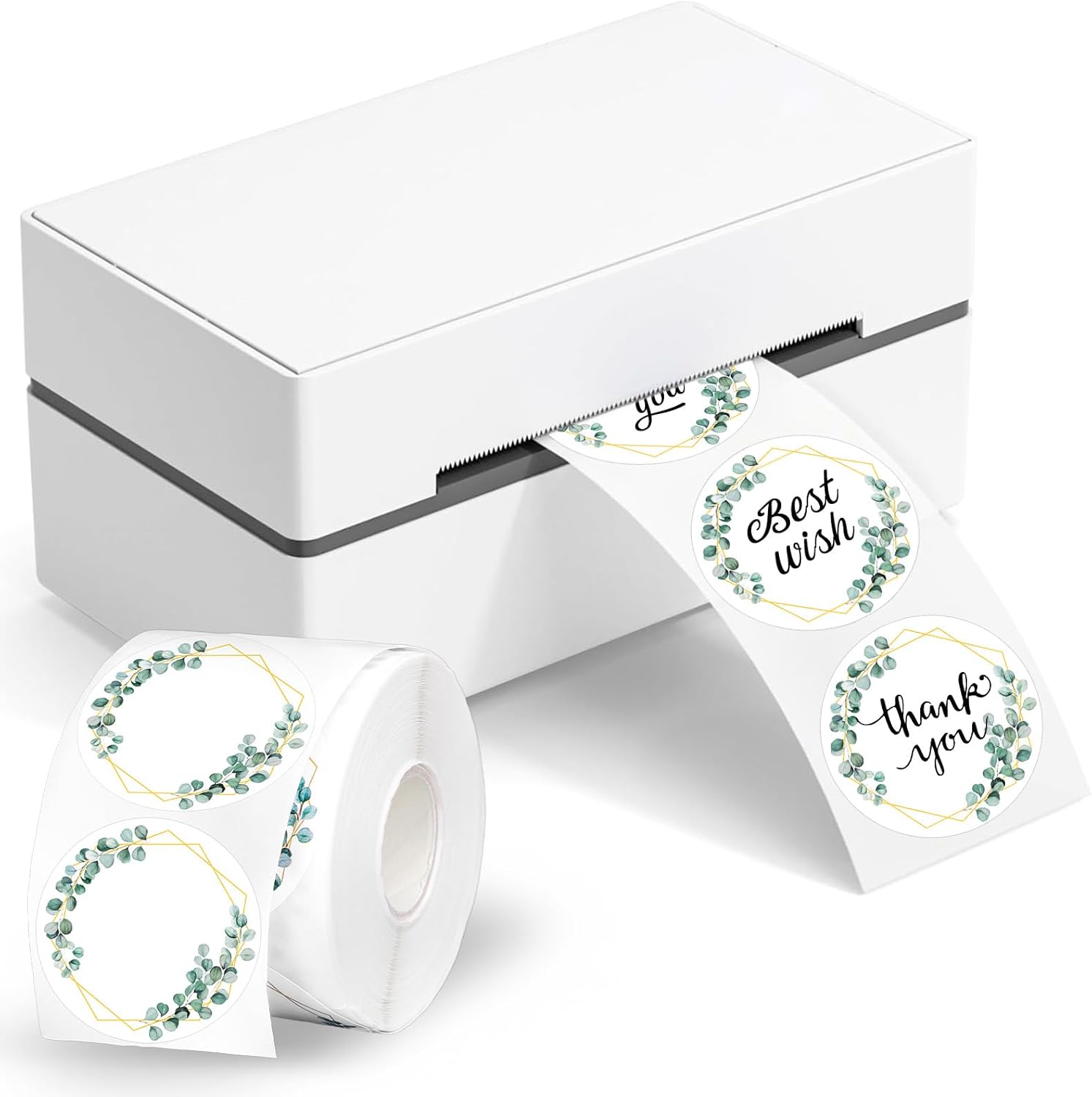 2IN Eucalyptus Direct Thermal Label Watercolor Greenery Leaves Label Stickers Round Self-Adhesive Printer Decal for Wedding Birthday Baby Shower DIY Name Tag Custom Logo Candle Design, 500Pcs - Image 7