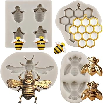 Bumble Bee Silicone Mould Honeycomb Fondant Moulds Set of 4