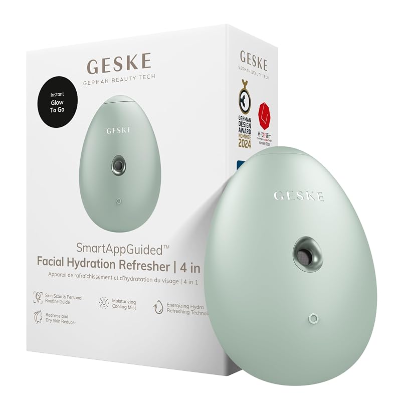 GESKE SmartAppGuided™ Bruma Facial Portátil 4 em 1, Atomizador de Água, Modelo GK000057GN01