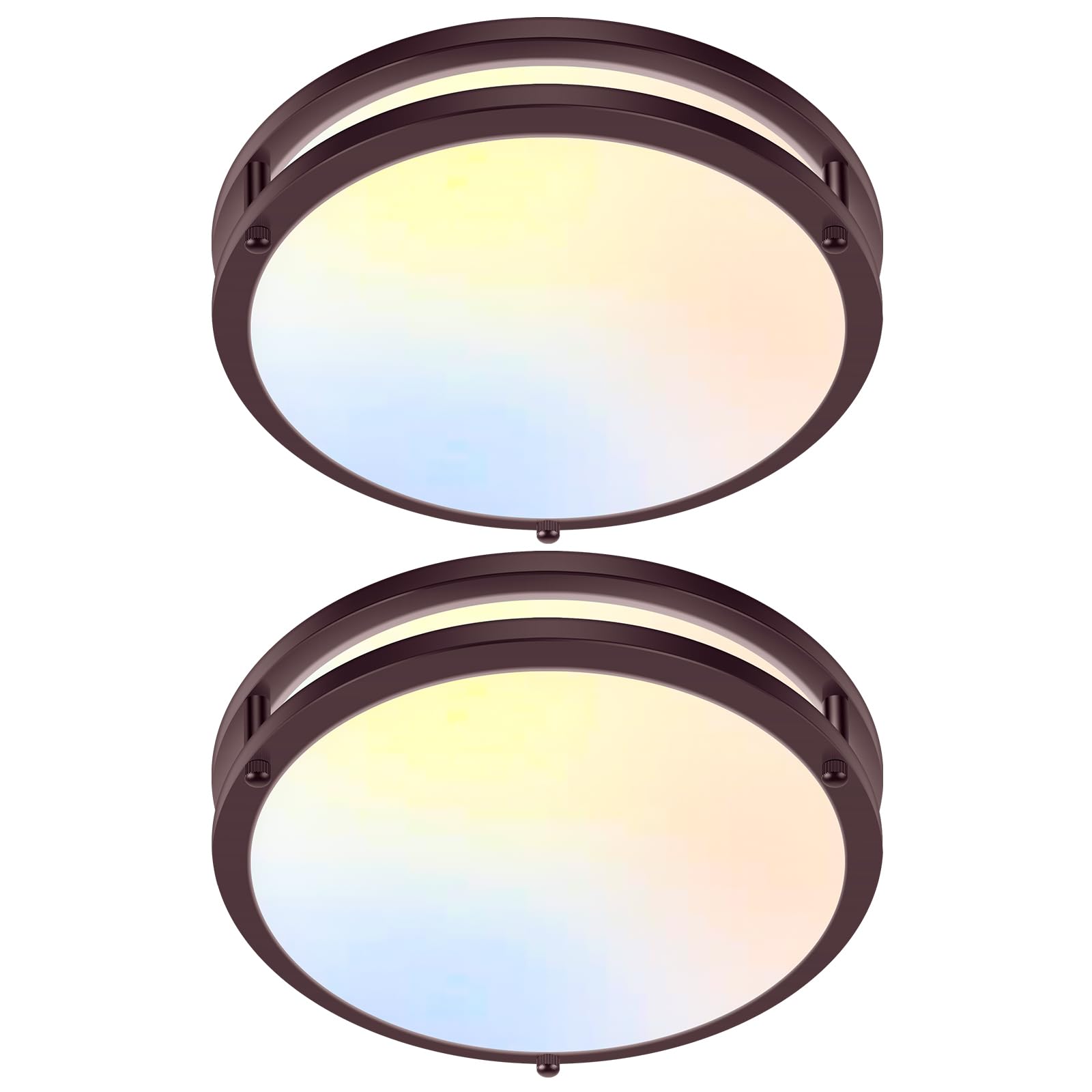 Photo 1 of 2-Pack 36W Dimmable LED Ceiling Lights, 12inch Oil Rubber Bronze Flush Mount Light Fixtures 3600LM 2700K/3000K/4000K/5000K/6500K Adjustable Ceiling Lights, Modern Lighting for Kitchen Hallway Bathroom