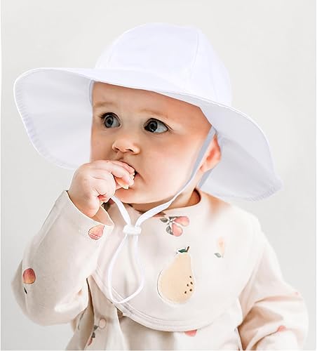 Miniatura 6 de Sombrero de sol unisex para bebé con UPF 50+ sombrero de playa ajustable al aire libre, sombrero de ala ancha para bebé niño pequeño