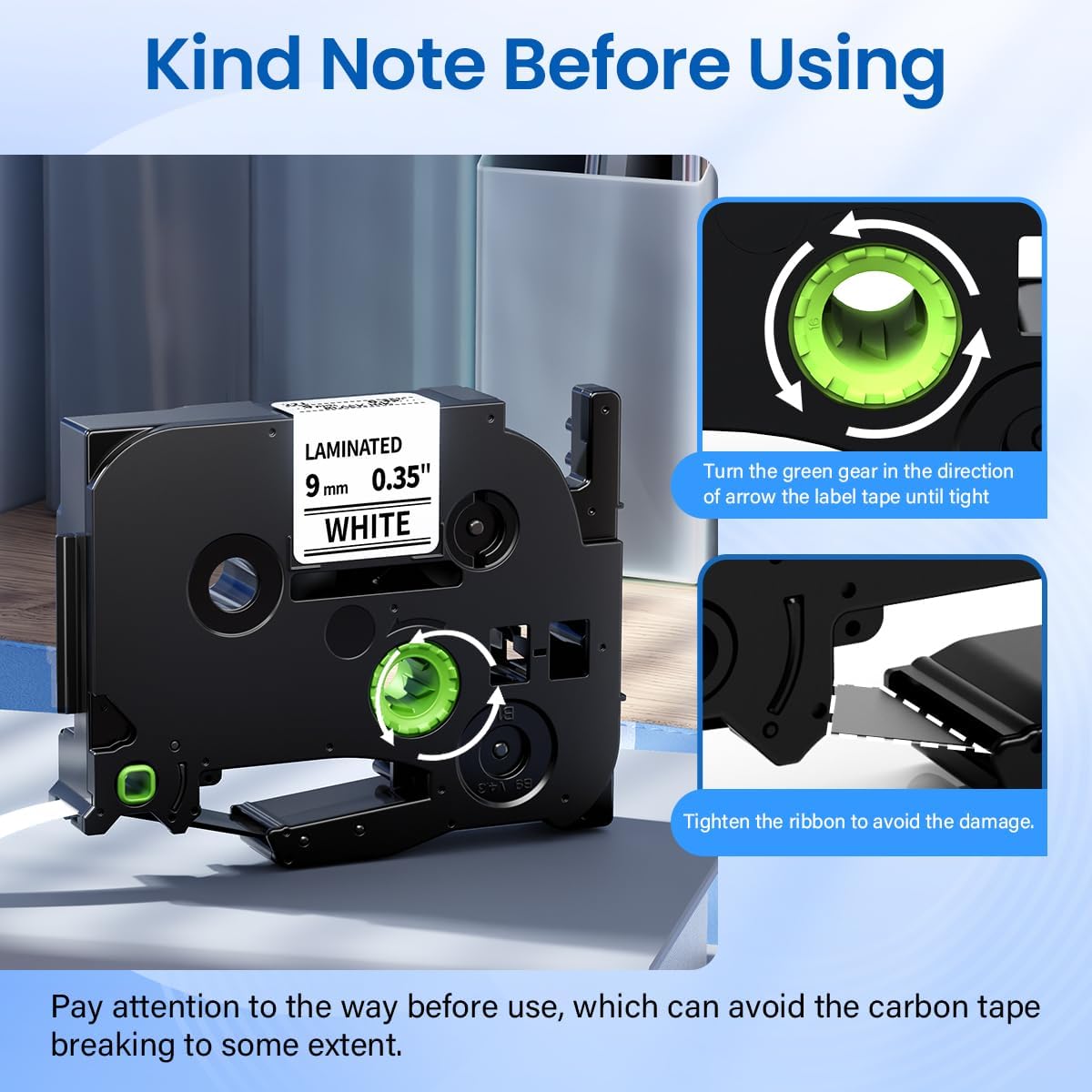 TZe-221 TZe221 TZ Tape 9mm 0.35 Laminated White Compatible with Brother P Touch Label Tape 9mm .35 TZe Label Maker Tape 3/8 for Brother Ptouch PT-D210 PTD220 PT-D200 PT-H110 PTD400, 5-Pack - Image 8