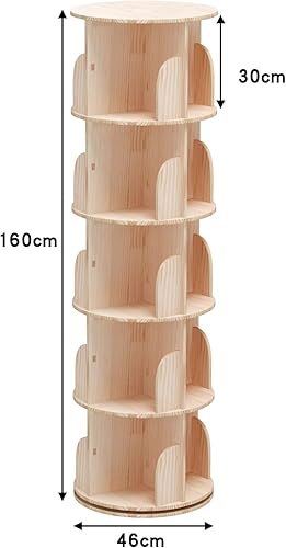 Miniatura 3 de Estantes apilables giratorios de 360 de 5 niveles, organizador de estantería giratoria de 360 pulgadas, estantería de madera para dormitorio, sala