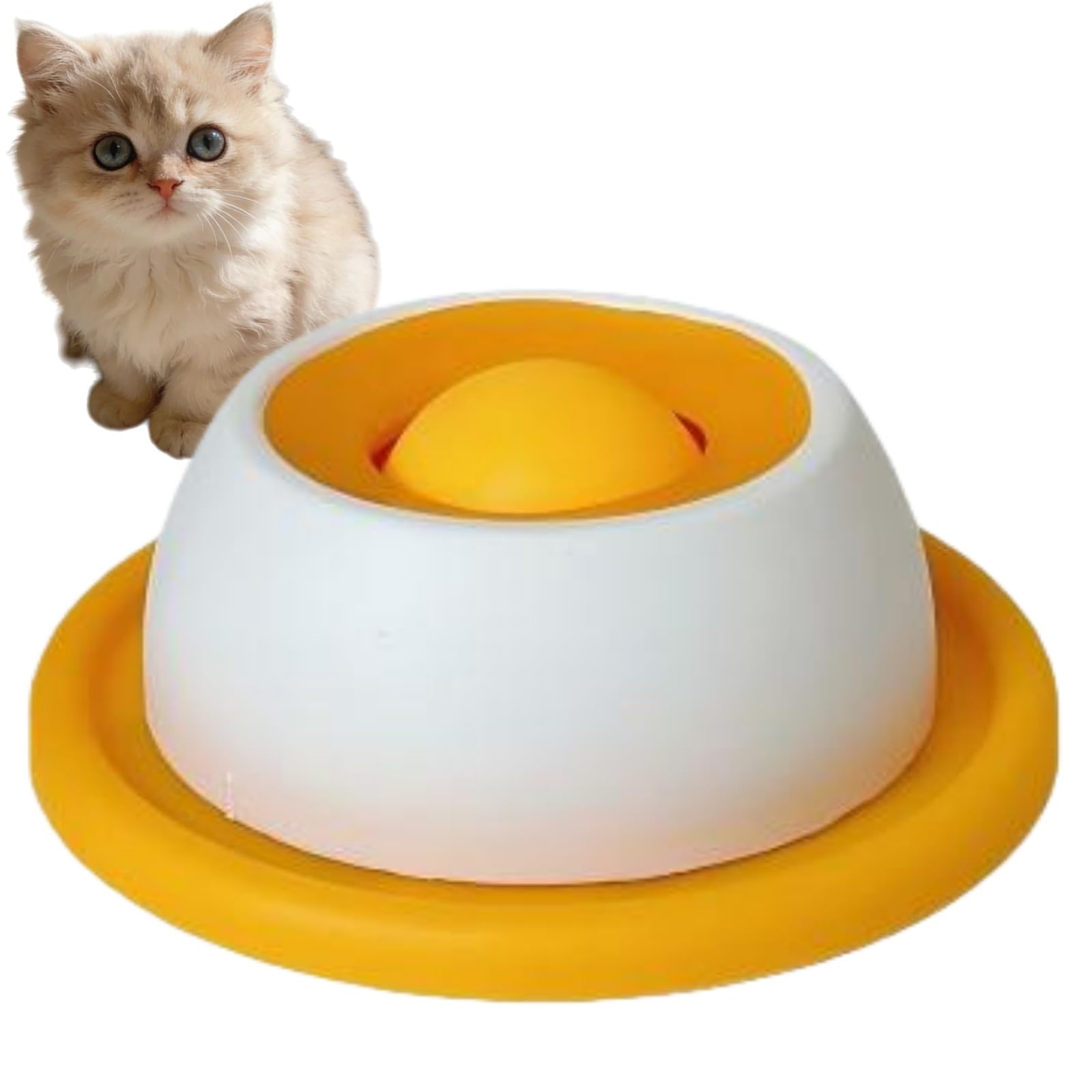 Pet Lick Bowl,Dog Snack Toy & Cat Toys,Non-Slip Slow Feeder Lick Mats, Dog Licks Roll Ball Fun Puzzle Food Bowl for Dog Bowls, Cat Bowls, Kitten Toys, Dog Bowl, Cat Food Bowl to Calming#Yellow