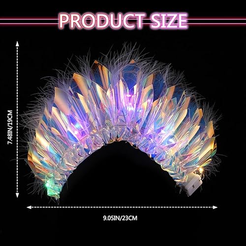 Miniatura 4 de Edary Diadema iluminada con plumas LED, banda para el cabello brillante, diadema láser con flash, diadema luminosa, discoteca, fiesta, festival,