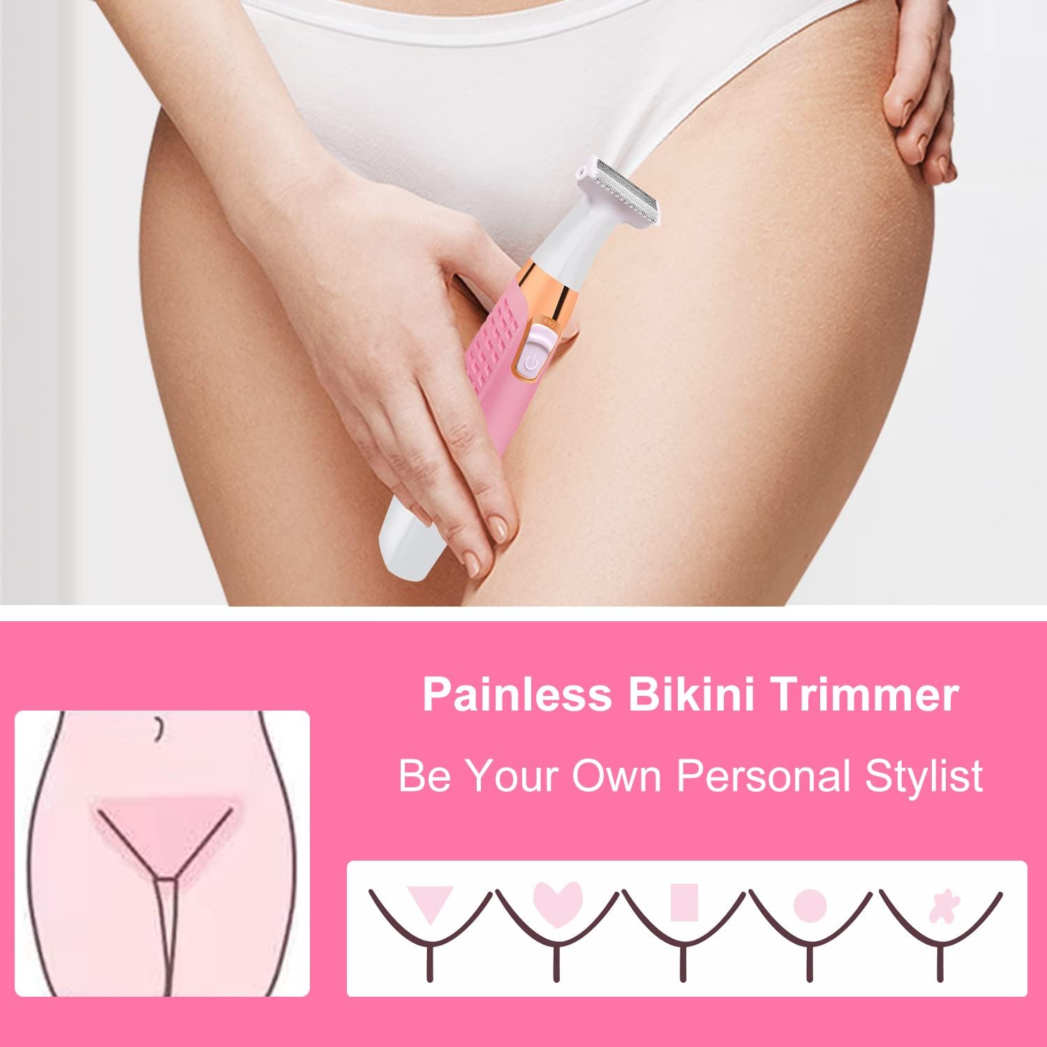 Rechargeable Wet or Dry Bikini Trimmer, Lady Clippers for Women Pubic Hair with 4 Trimmer Guards, Painless Bikini Trimmer for Pubic Area, Womens Electric Razor for Bikini Area, Legs, Arms