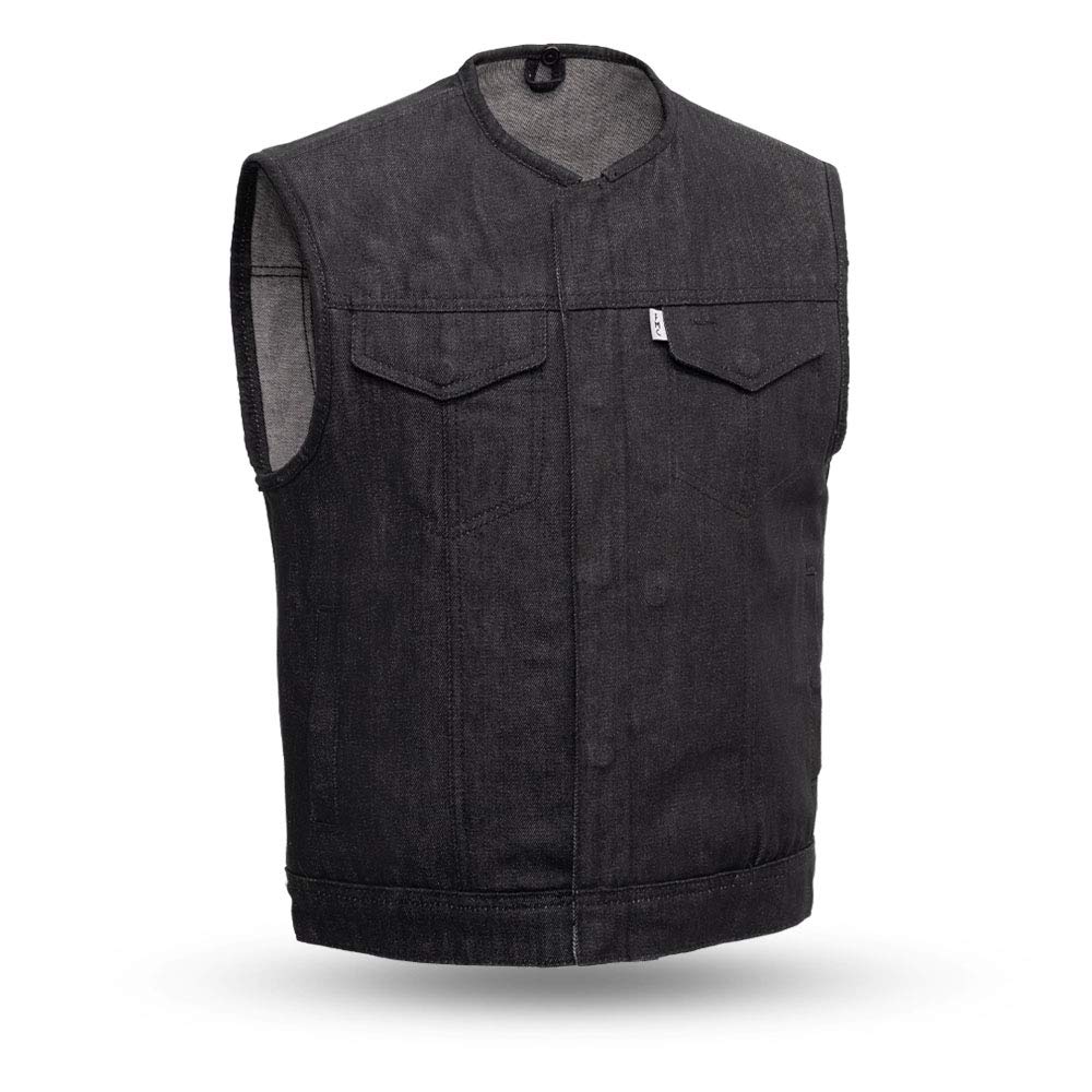 First Mfg CoMurdock - Men's Motorcycle Vest - Denim - Black