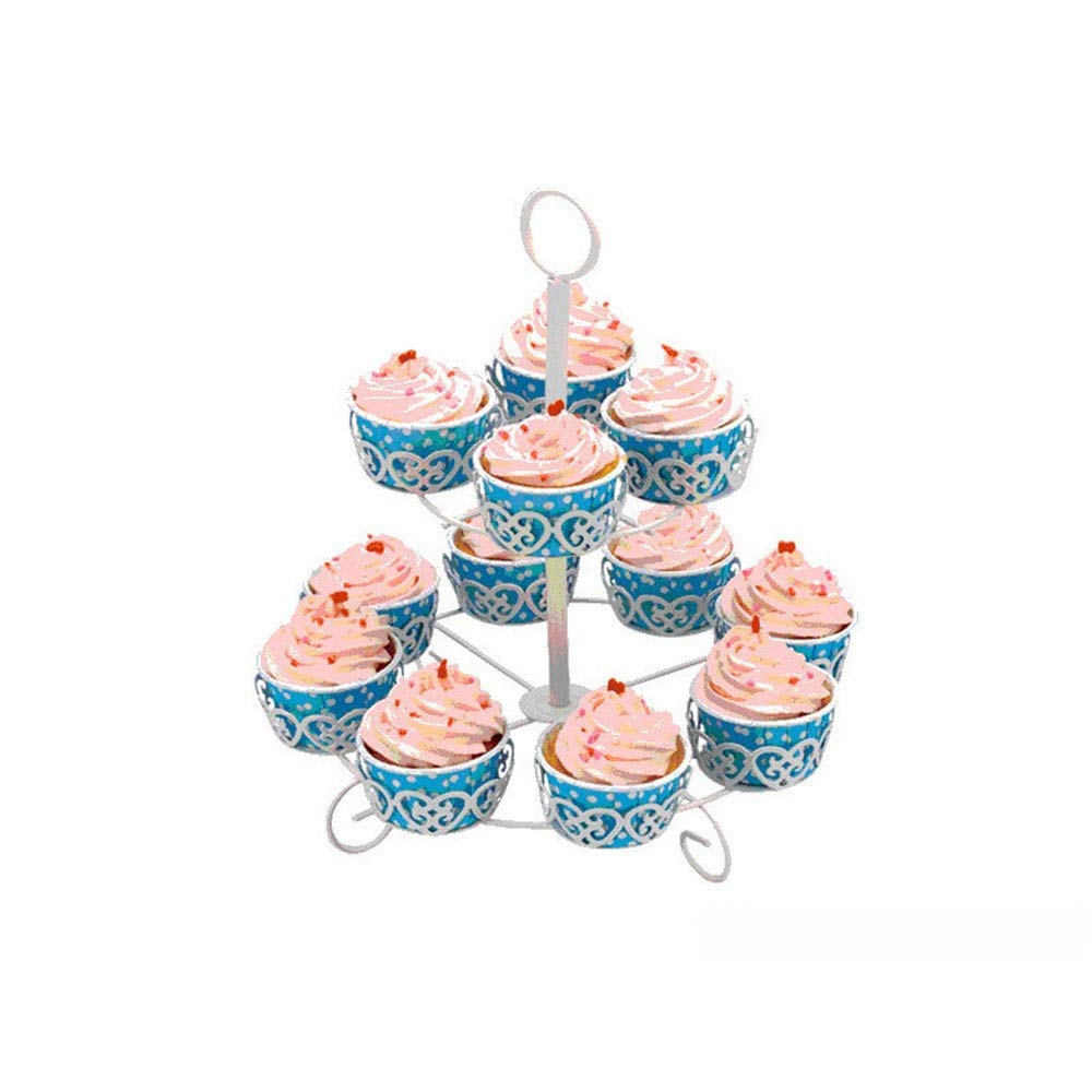 Supporto per Torta Nuziale, espositore a Torre per Torte, Confezione da 2 Pezzi, per Cupcake Appena sfornati, per Torte, Frutta e Dessert (Bianco a 3 Livelli)
