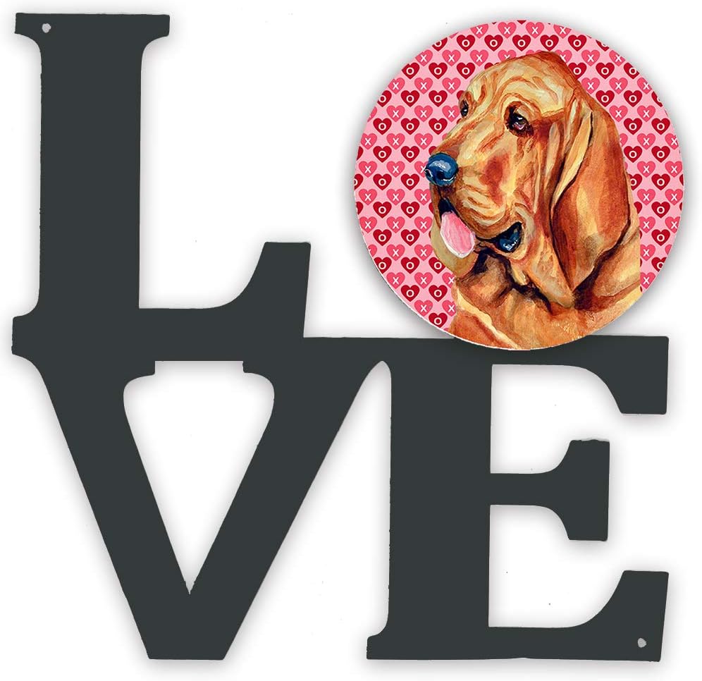 Caroline's Treasures LH9151WALV Bloodhound Hearts Love and Valentine's Day Portrait Metal Wall Artwork LOVE Indoor Outdoor Art Decor Patio, Bathroom, Kitchen Colorful Aluminum and Black Steel Sculptur