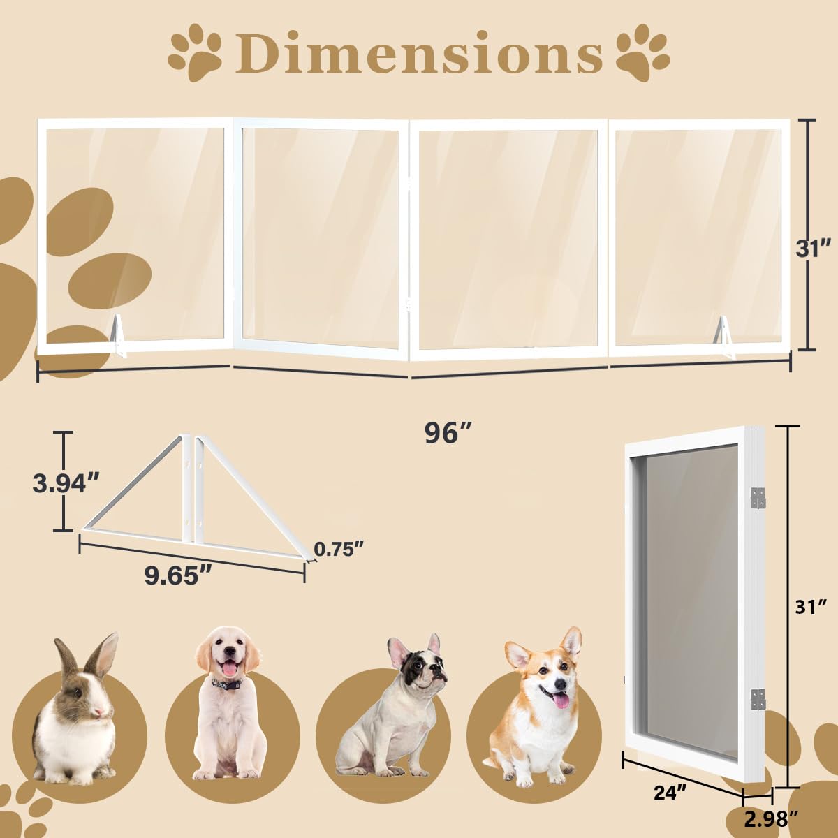 Foreng Extra Wide Clear Dog Gate 31