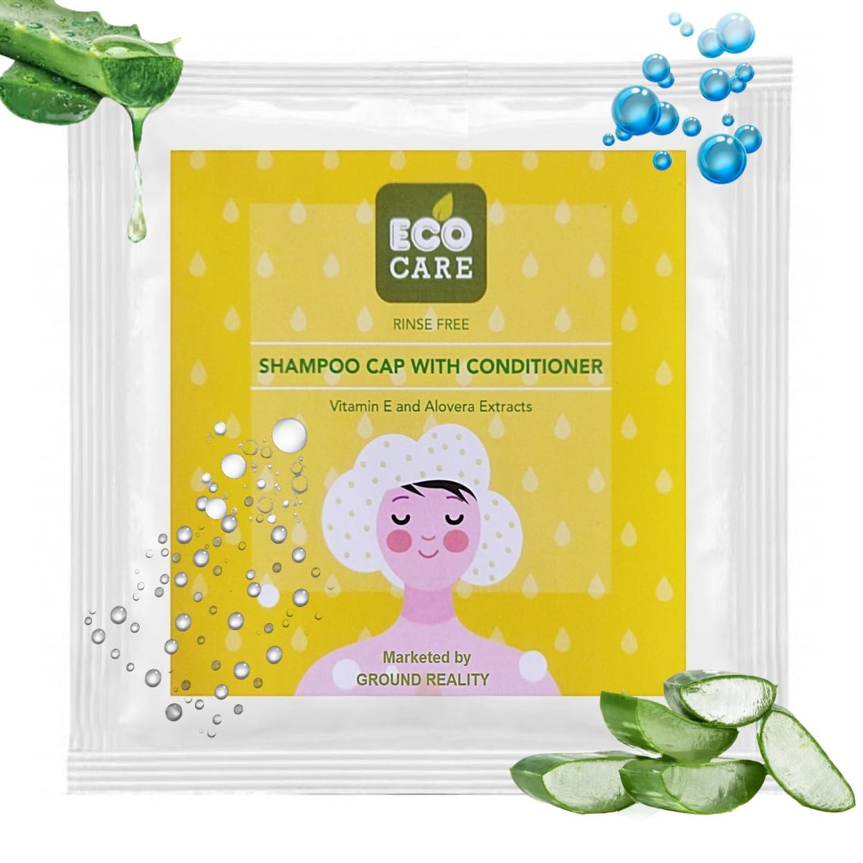1 Pack Eco Care Easy Bath Shampoo Cap for Comfortable and Complete Hair Wash. Shampoo and Condition Hair in Minutes, Leaves Hair Fresh and Clean. Microwavable