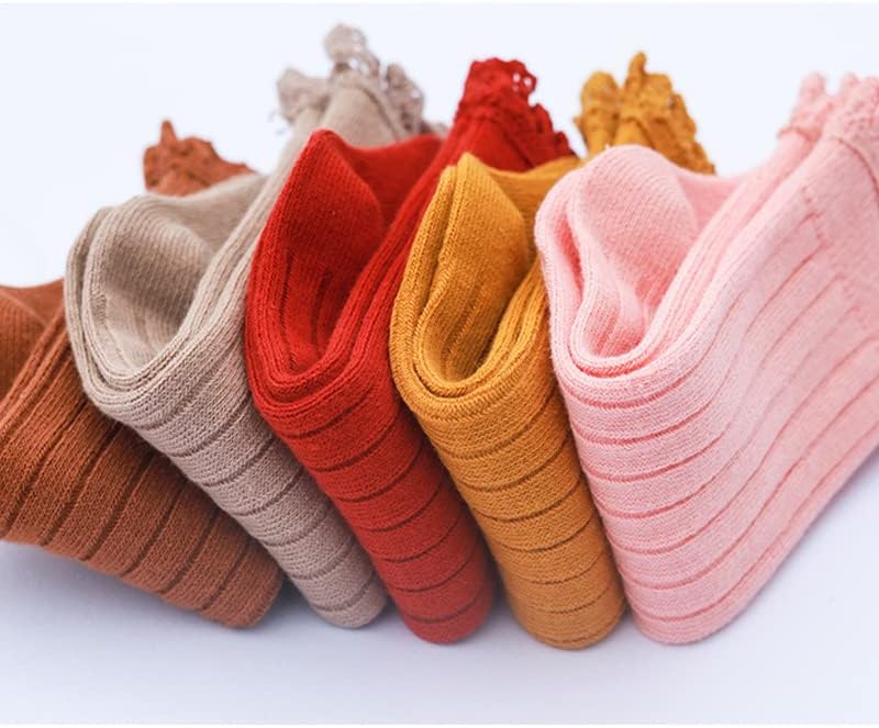 Baby Knee High Socks Toddler Girls Tube Ruffled Top Lace Thick Cable Knit Uniform Long Stockings