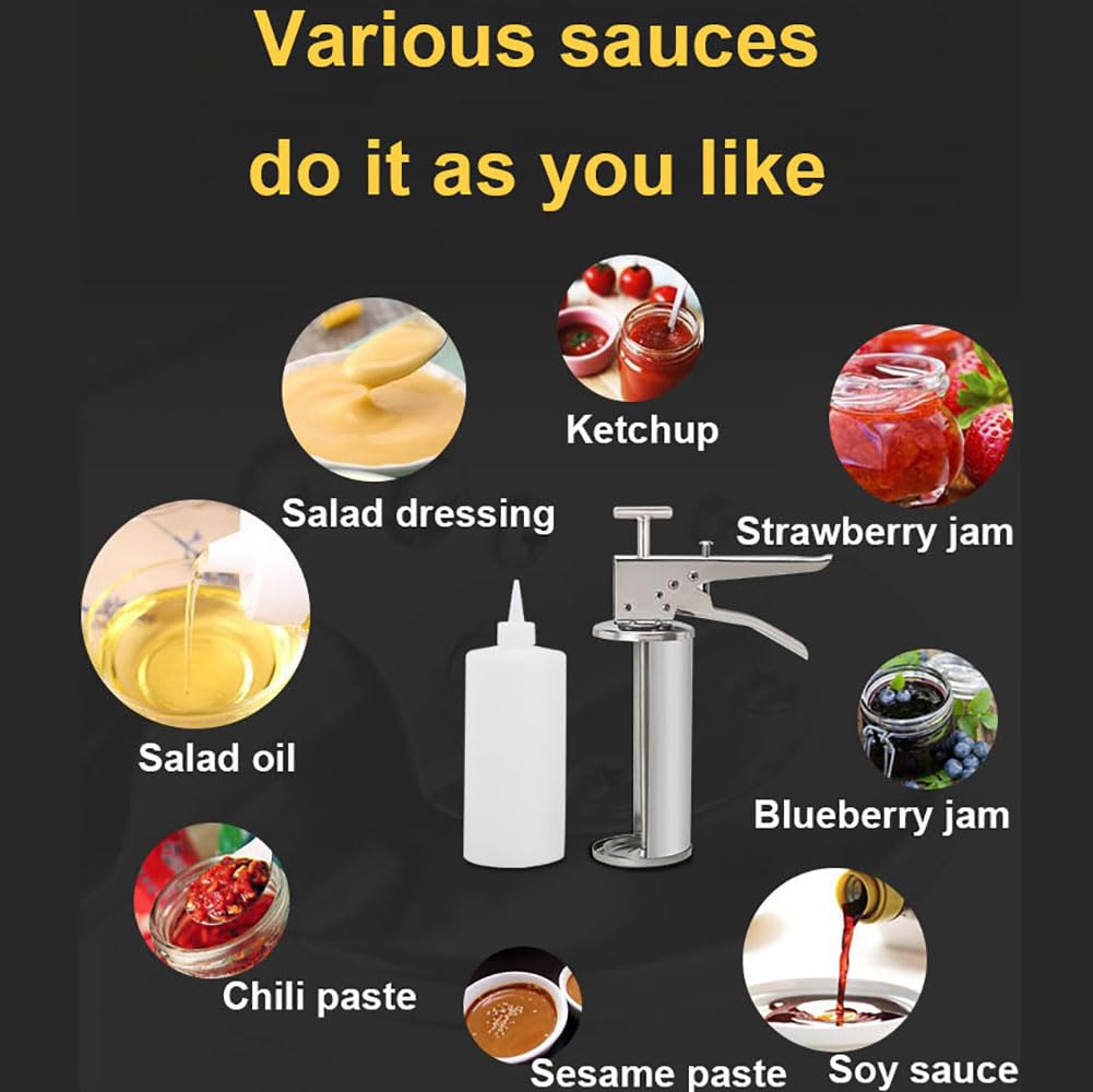 Distributore quantitativo per salse, in acciaio inox, per hamburger, marmellata, hamburger, salse, ketchup, per cucina, 650 ml