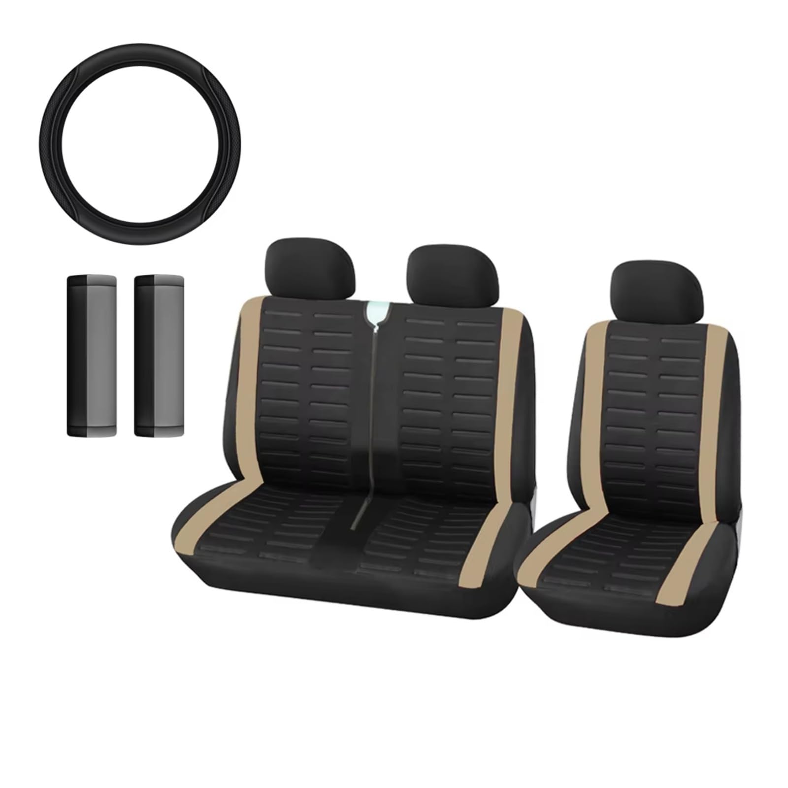 Coprisedile Auto Kit Coprisedile Coprivolante E Protezione Spalle Per Interni Auto(BEIGE)