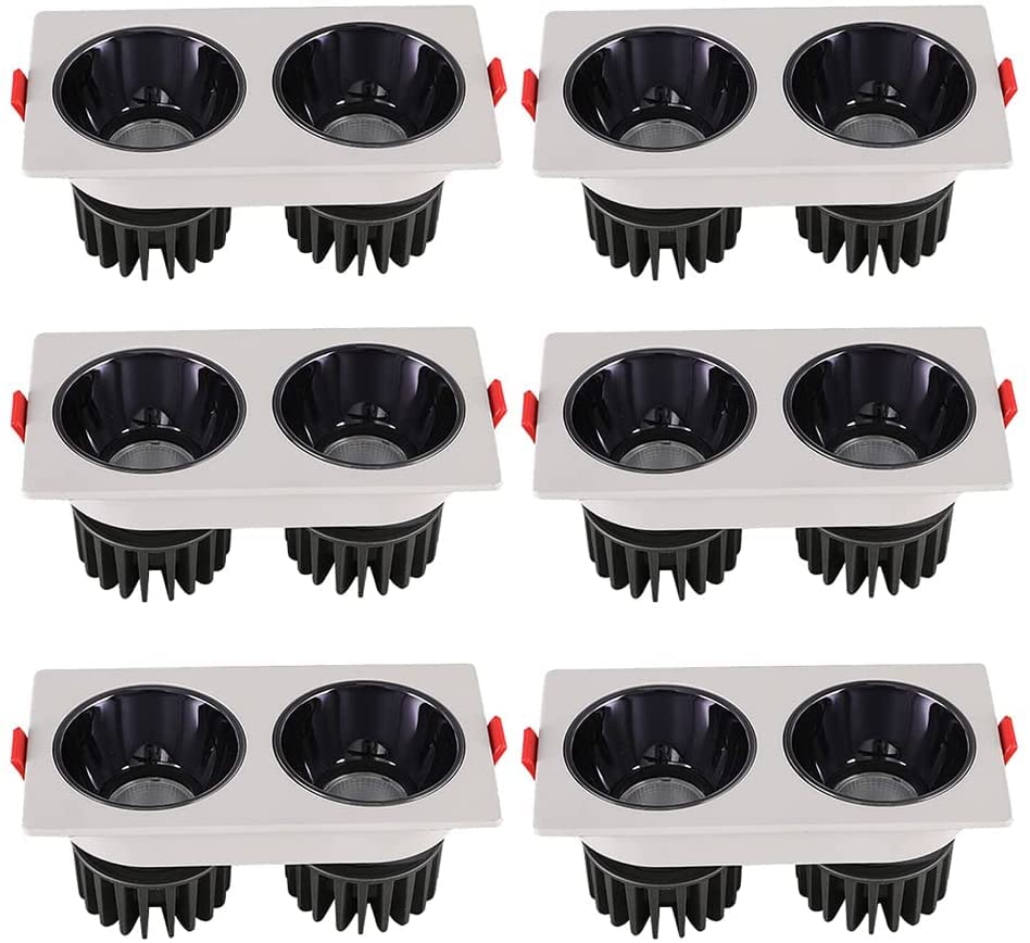 Plafonnier encastré blanc CRI90+ double spot carré antireflet haut de gamme