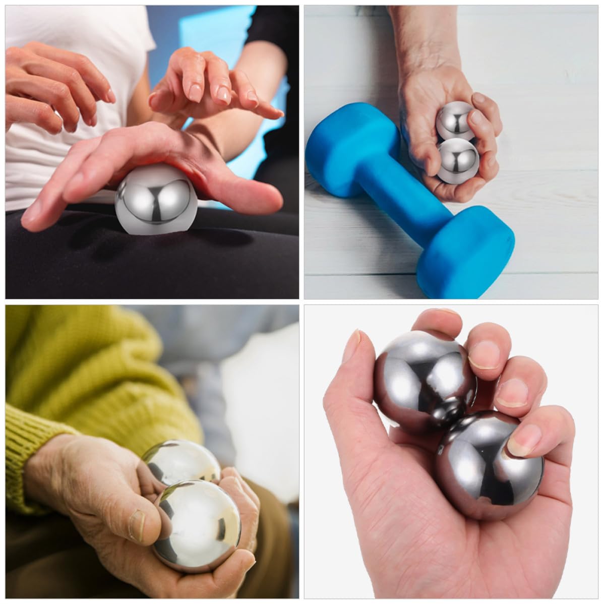 Handmassagebälle aus Edelstahl 70mm 1 Paar Baoding Kugeln für Sportler zur Fingermassage und Wellness