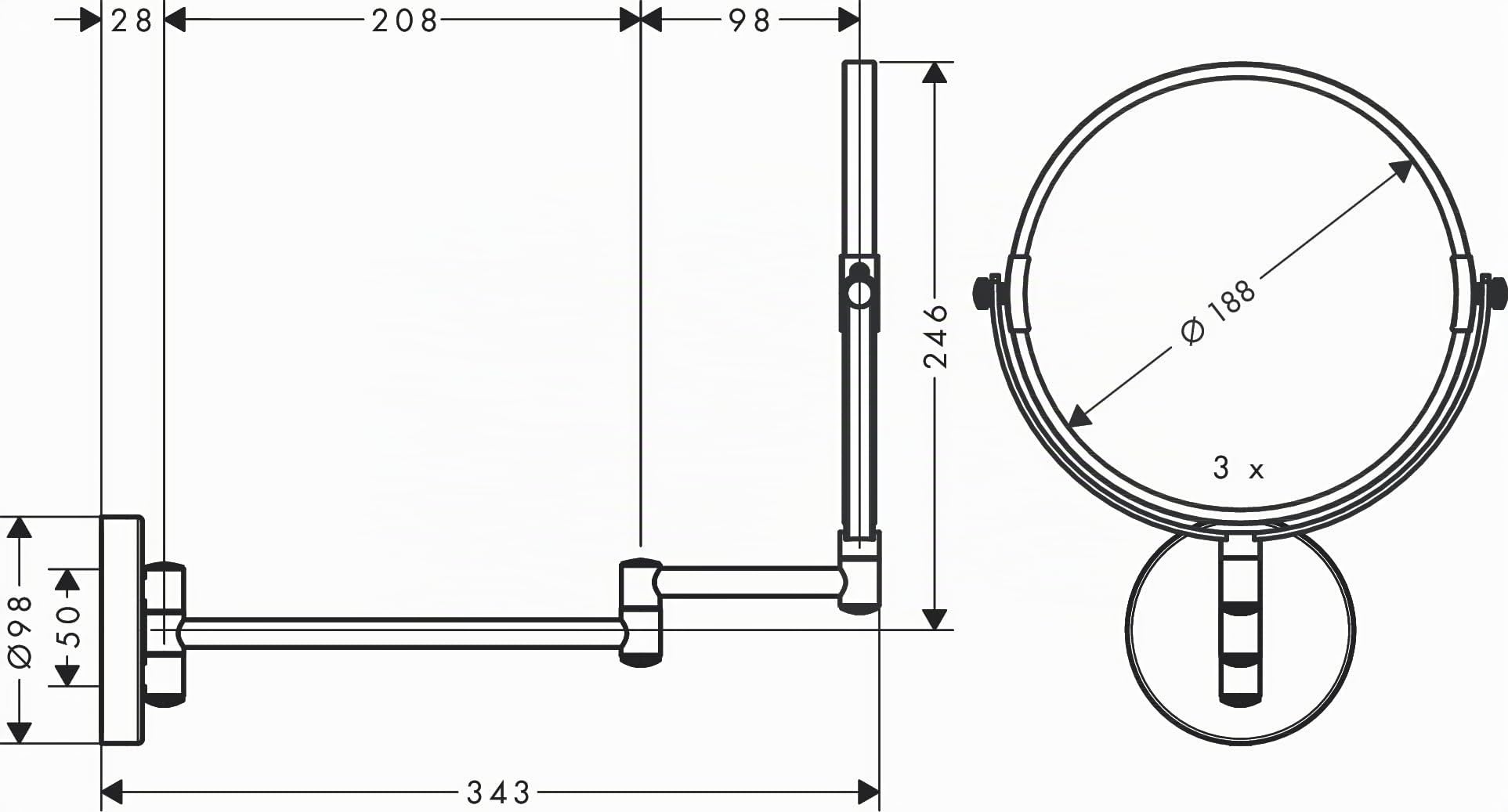 hansgrohe Logis Universal Miroir grossissant, chromé, 73561000