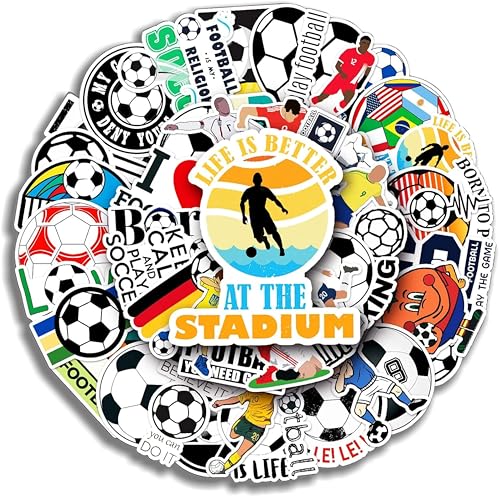 Image of 50 pcs Football Soccer Positive Sports Affirmation Quotes Aesthetic Friends Vinyl Sticker Accessories for Mobile Fridge Skateboard Laptop Bottle Journal Guitar Office Room Novelty Stationery