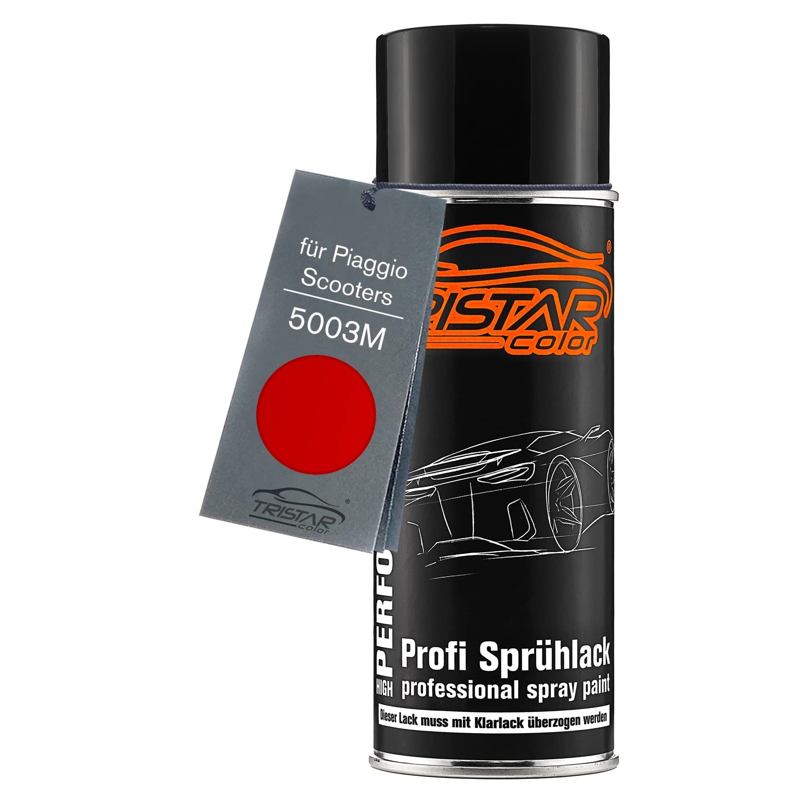 TRISTARcolor Vernice per moto Kit barattolo pronto all'uso per Piaggio Scooters 847 Rosso vernice di fondo+ vernice di base + vernice trasparente 2K 1,75L