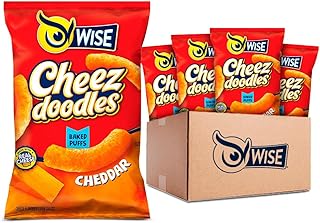 Wise Snacks Cheez Doodles Baked Puffs, Real Cheddar Cheese, Gluten Free, 0g Trans Fat, No Preservatives, 3.250 Ounce (12 Count), Gluten Free
