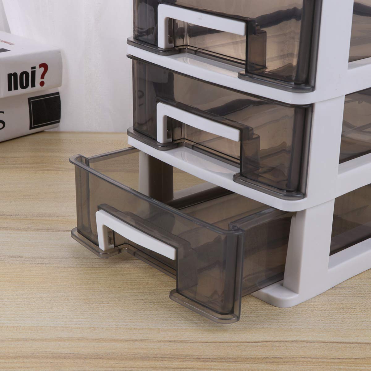 FRCOLOR Scatola Organizer Trasparente a 4 Strati Cassetti in Pp | Design a Cassetti, Formato Compatto per Piccoli Spazi, Adatta a Ufficio e Bagno