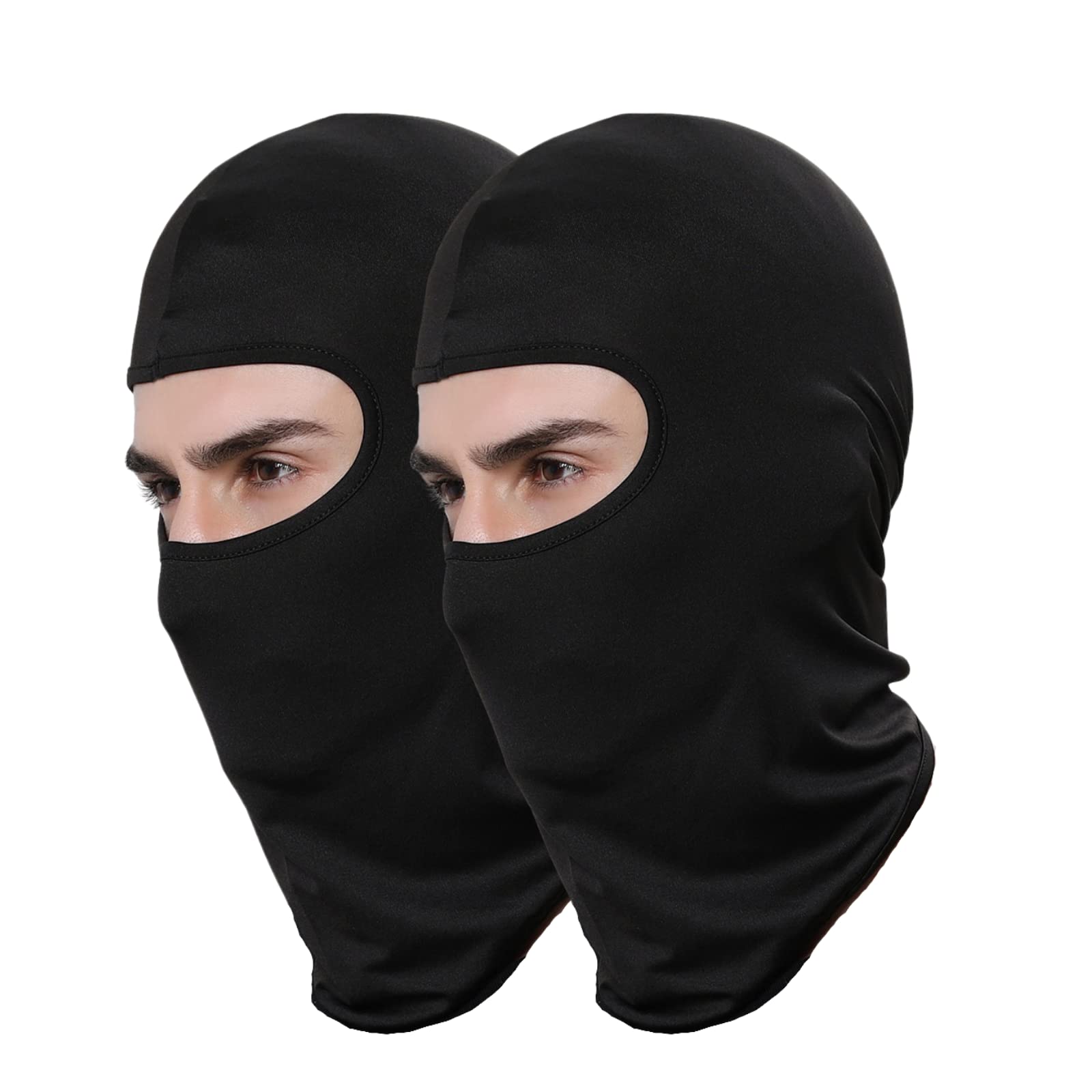 Valtreecho 2Pcs 3Pcs Full Face Cover Black Balaclava Protection Warm Windproof Ski Motorcycle Cycling Neck Hat Outdoor Sports