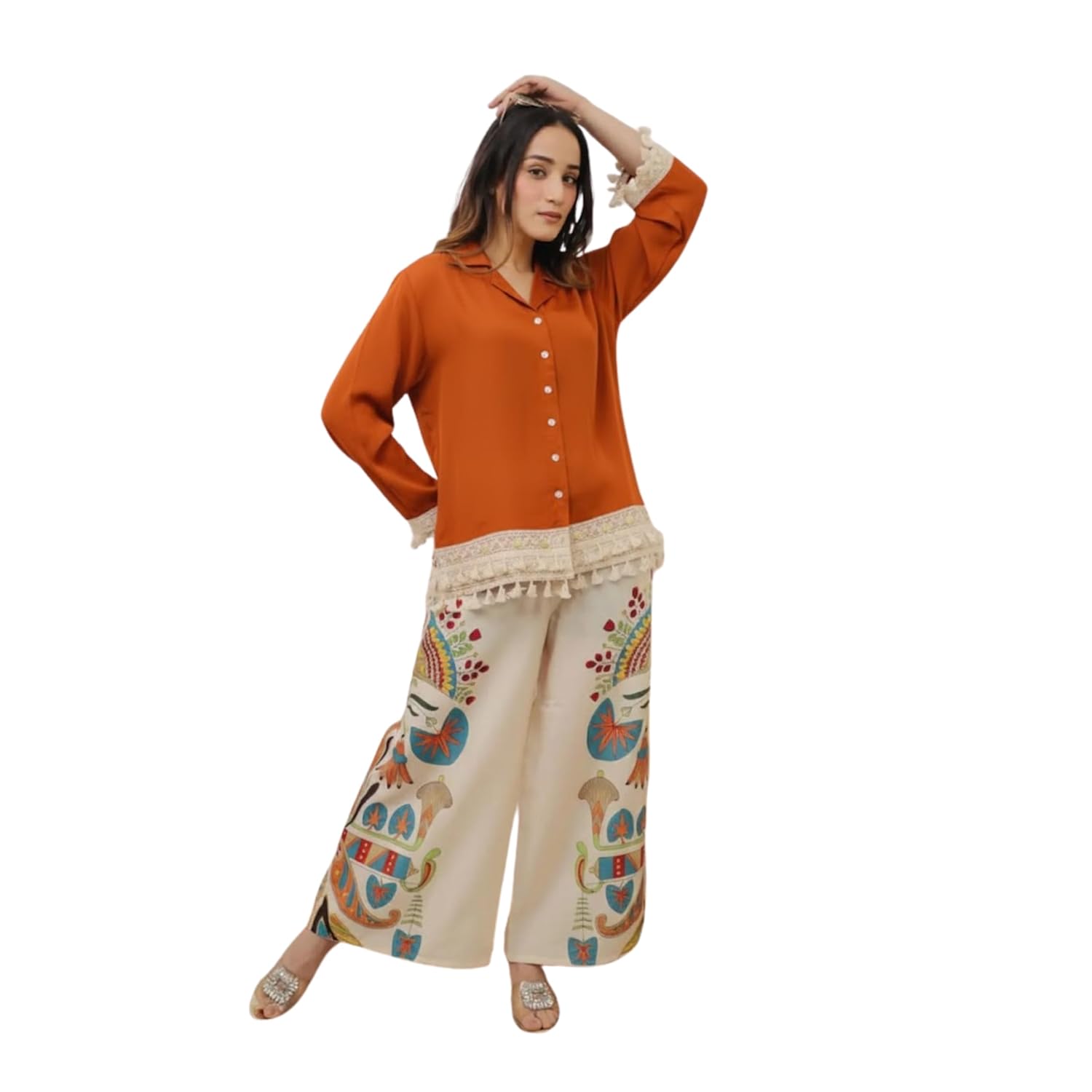 SHANTVAN GALLERY Co Ord Set for Women Stylish Card Set Dress for Women Trendy Top with Plazo Pant Ladies Coord Outfit Modern Wear for Travel Office Casual Look Premium Two Piece Clothing Style