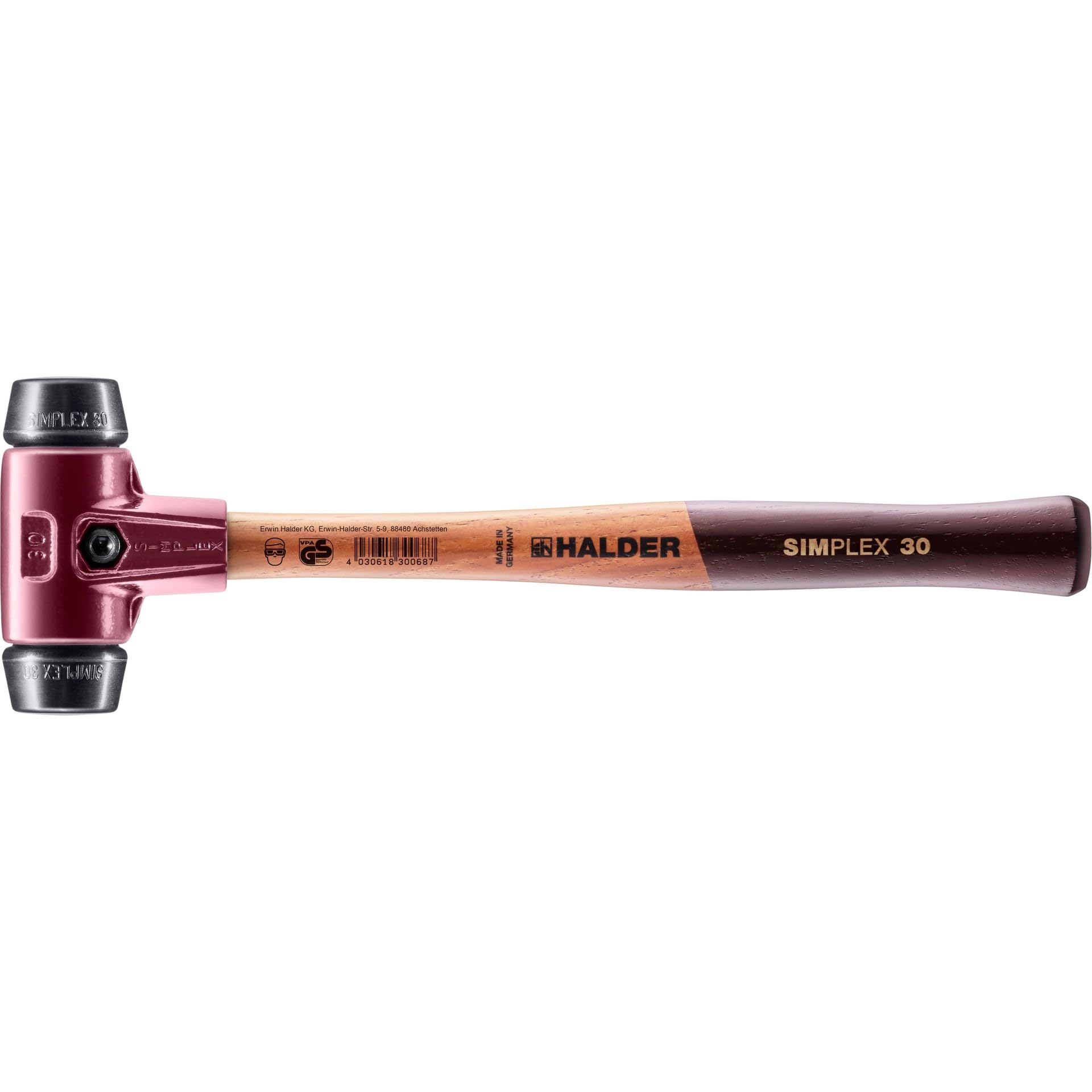 Halder Silver, Natural Wood 3002030 30 Mm 3002 Rubber "Simlpex" Eh Soft-Face Mallet - Multi-Colour