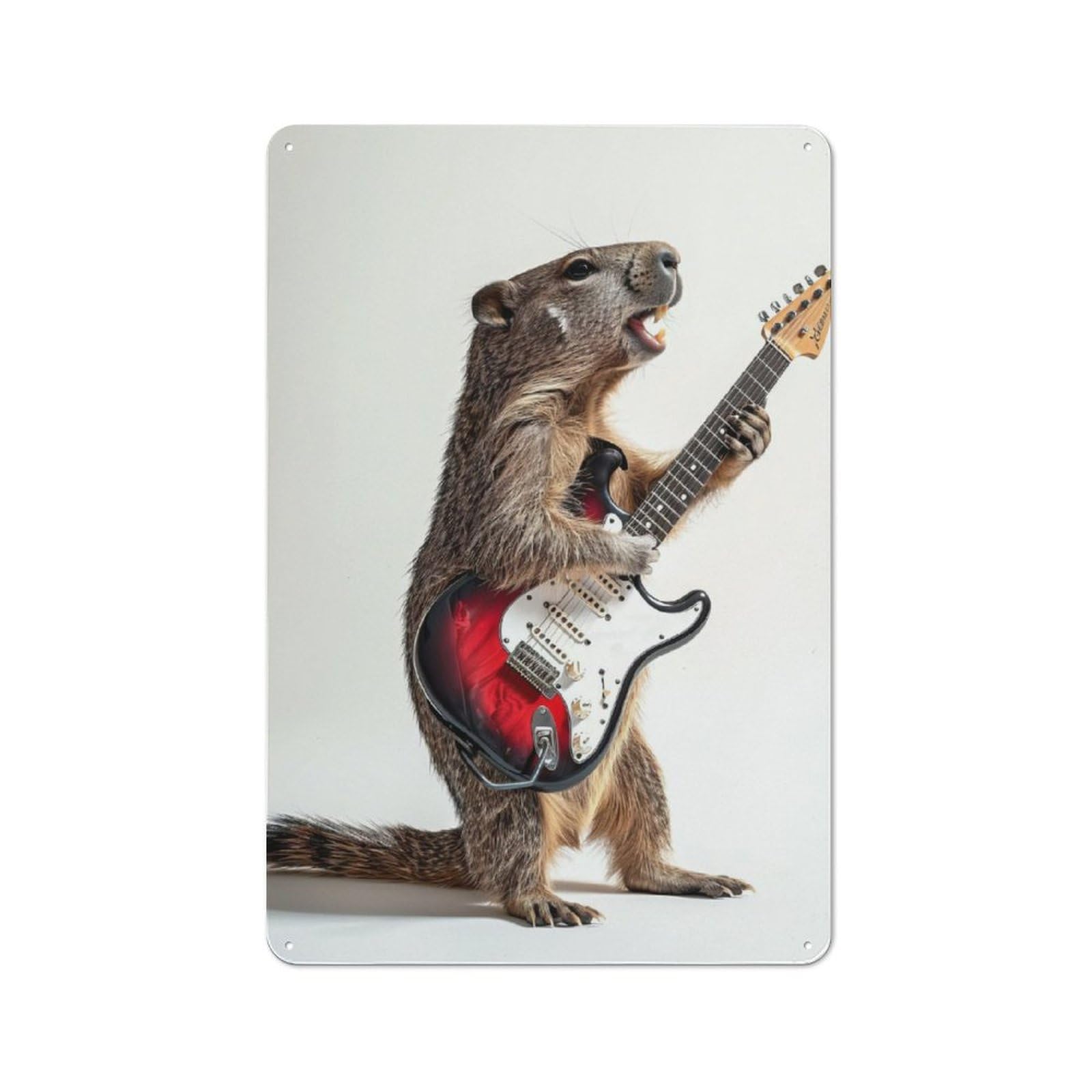 Junmoney Groundhog Guitar Tin Sign 30X20cm With For Home Bar Wall, Rustic Decor, For Kitchen, Dining Room And Home Bar Wall Decor