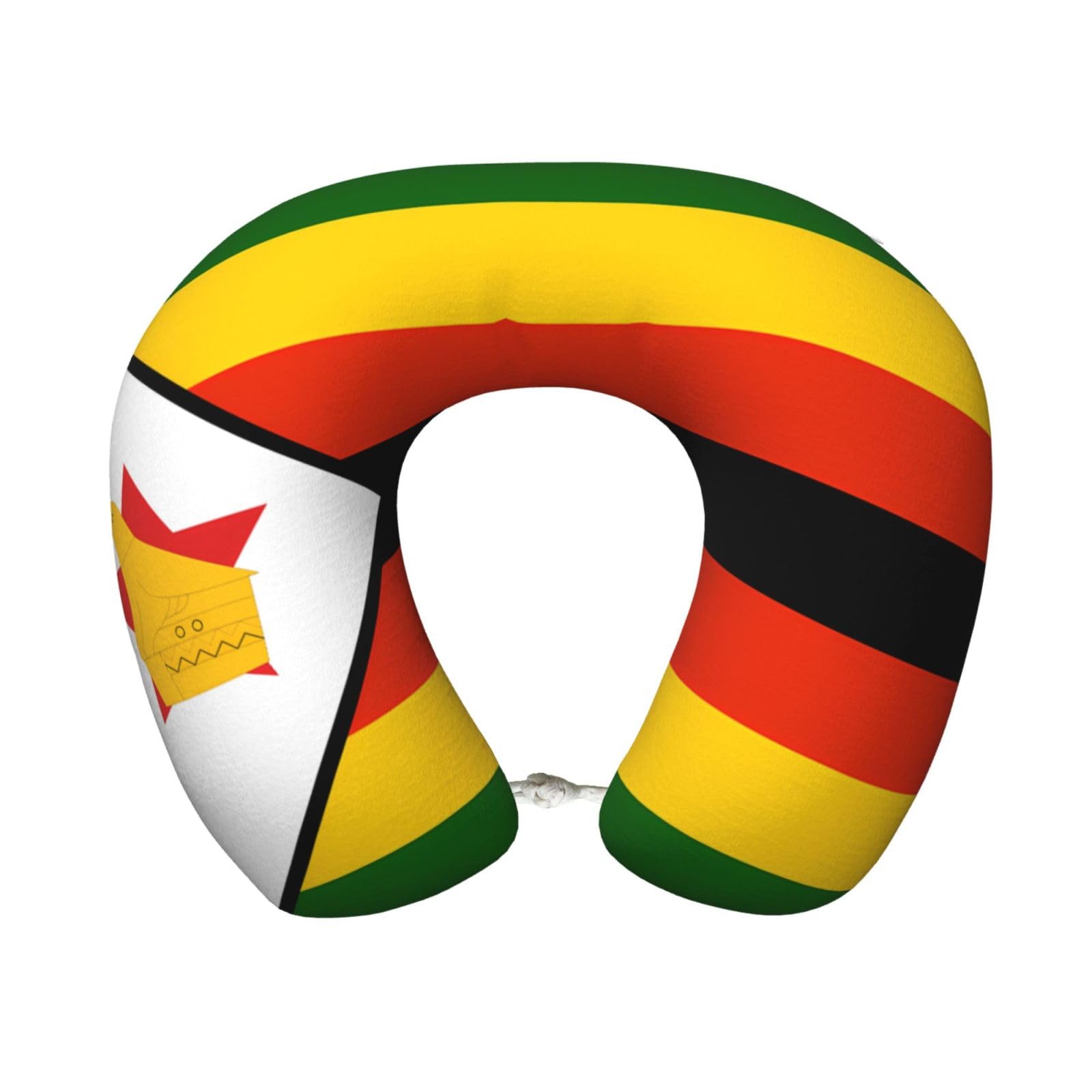 peiyeety Comfortable Flag of Zimbabwe Print Memory Foam Travel Pillow - U-Shaped Neck Support for Trips, Office Naps, and More