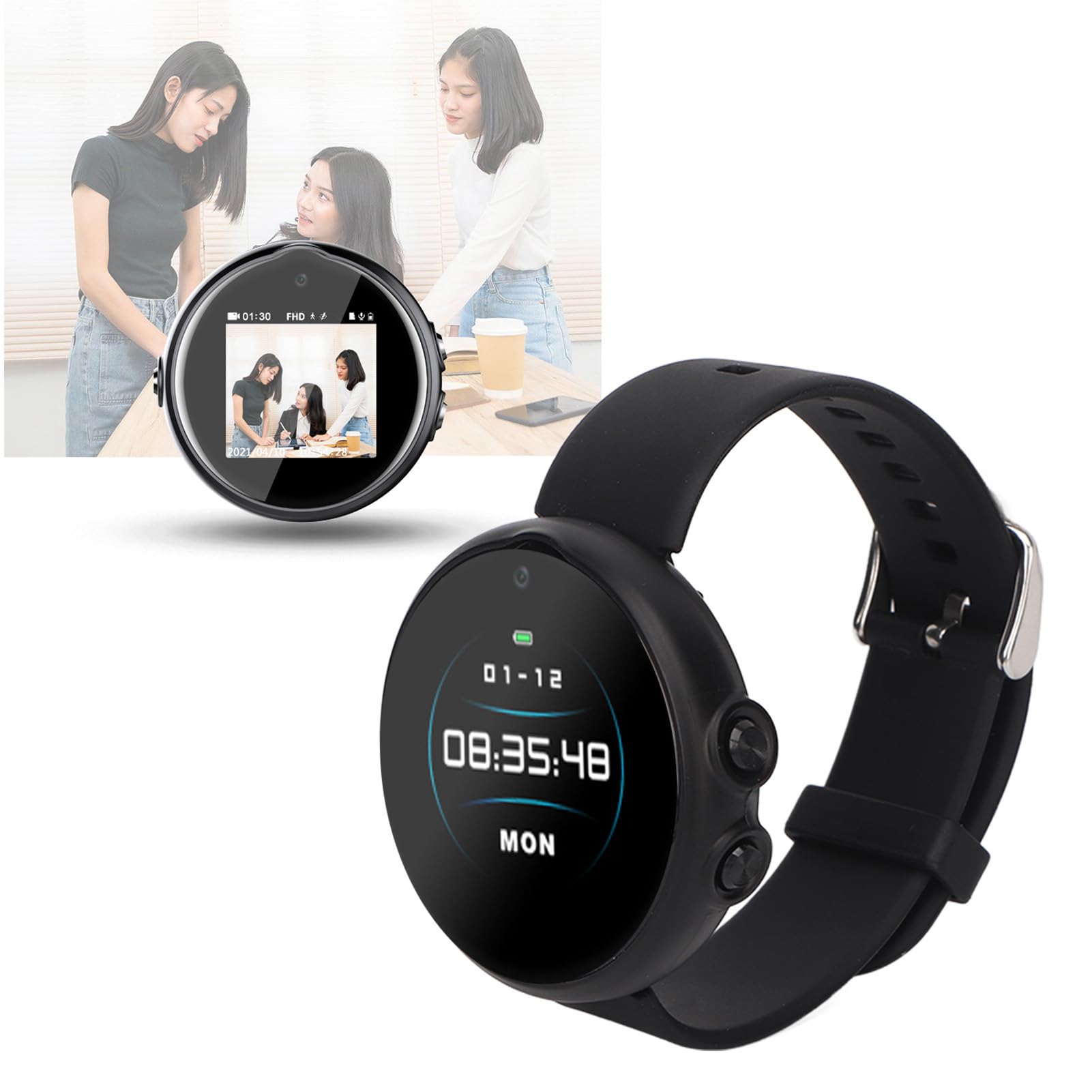 Reloj Grabadora de Voz, AI Inteligente Gran Angular Grabadora de Voz Pulsera Sincronización Tiempo HD Reducción de Ruido para Clase para Reunión (16g)