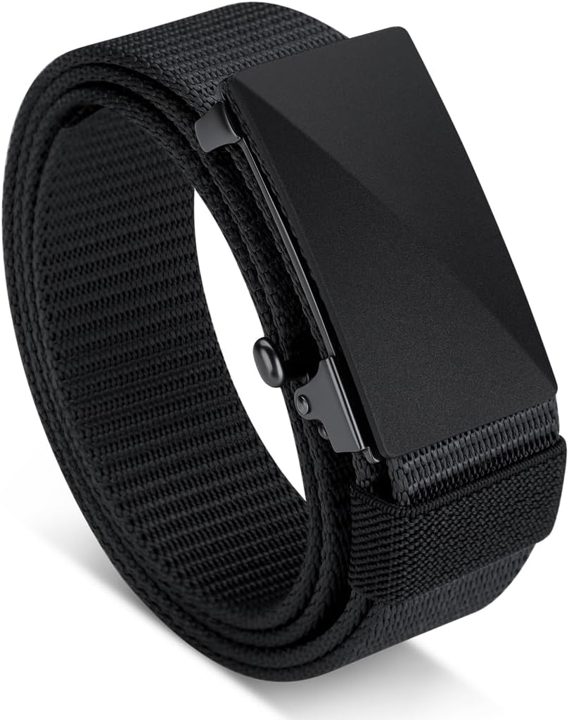 VANNANBA Designer Recomends-Mens Nylon Ratchet Belts Invisible Elastic Web Dress Belts for Golf Jeans Casual Hiking