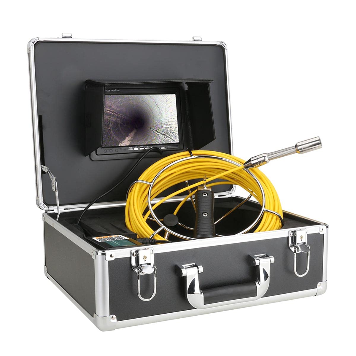 Videocamera per ispezione Tubi con Registrazione DVR da 7", Sistema endoscopico Industriale per condotte fognarie di Scarico IP68 1000TVL con luci a LED da 12 Pezzi