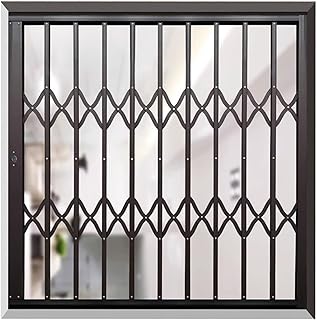 Pull Down Window Guard Gate, Aluminum Alloy Push-Pull Invisible Sliding Panel, Foldable Outdoor Prevent Burglary Window Security Bars for Bedroom Office(43.3 x47.2in)