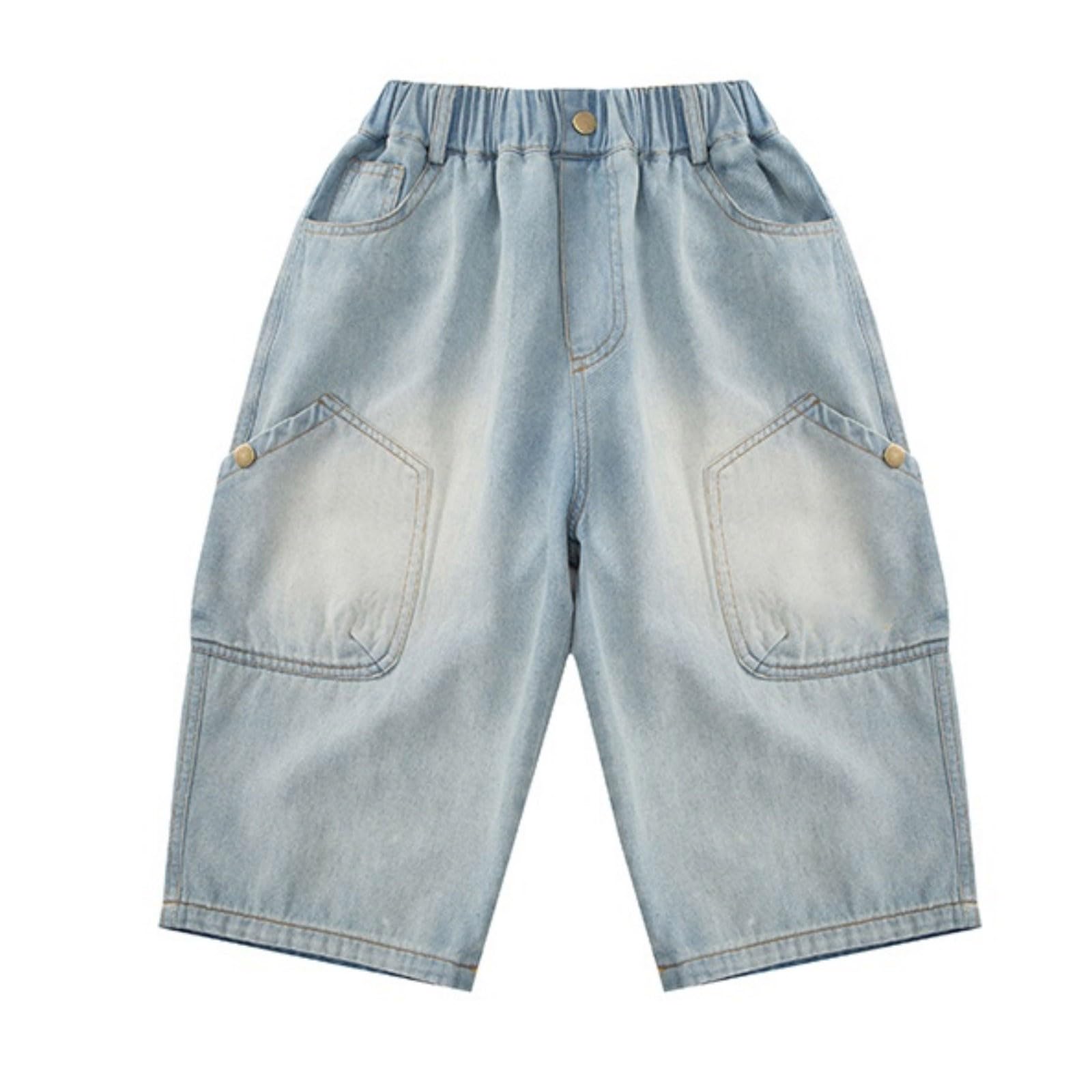 Generico Jeans Ragazzo 16 Anni-Pantaloncini Misti per Ragazzi con Elastico in Vita per L'Estate, Pantaloncini in Denim Casual Larghi per Bambini dai 5 ai 14 Anni, Leggeri e Resistenti, da Indossare