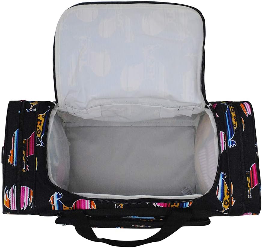 NGIL Canvas Carry on 20" Duffel Bag (Leopard Serape Rooster-Black)