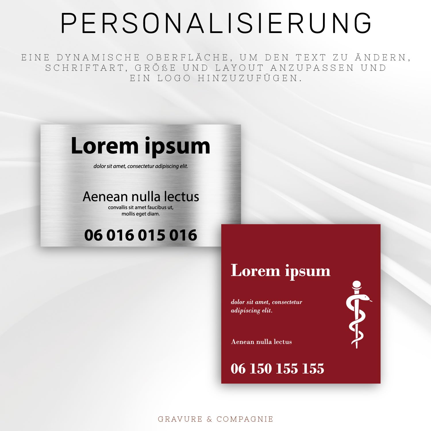 Individuelle PVC Praxisschild/Firmenschild – Gravierte Tafel für Arzt, Pflegekraft, Anwalt oder Unternehmen – Personalisierbar in Größe, Farbe, Text und Logo (Glanzgold Metallic)