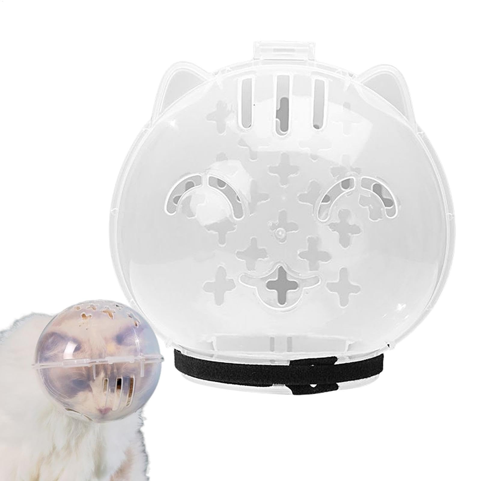 Breathable Cat Muzzle, Transparent Cat Head Cover, Anti Bite Adjustable Kitten Helmet, Shaving Pet Tools, for Kitten Bath Cleaning Grooming or Cutting Nails