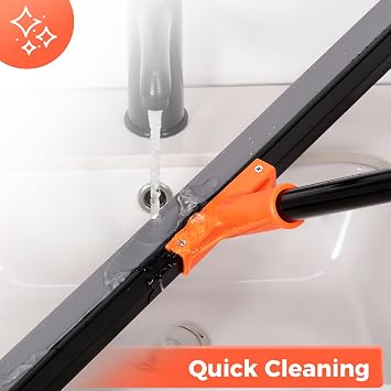 wlich Squeegee, 23 In Floor Squeegee Heavy Duty for Tile, Bathroom, Outdoor | 60 In Long Handle, Large Squeegee Broom, Floor Scraper Rubber Broom for Garage, House
