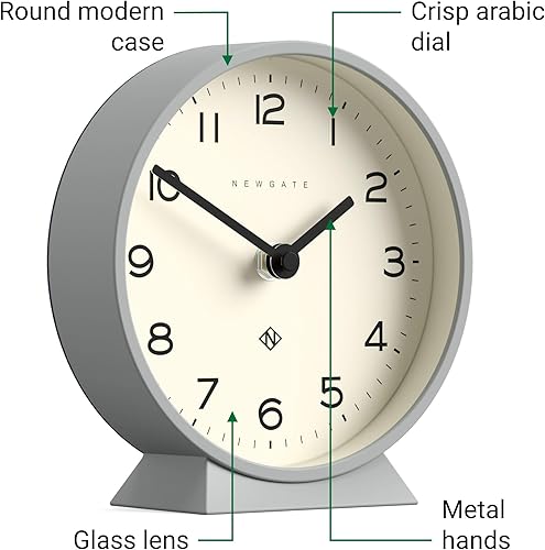 Miniatura 6 de NEWGATE M Mantel Echo - Reloj de escritorio  Diseño redondo moderno  Gris elegante  Números fáciles de leer  Estilo contemporáneo para escritorio,
