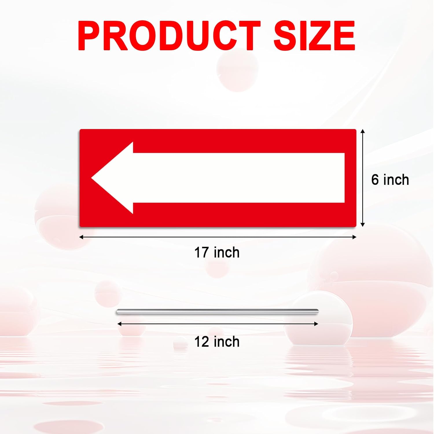 12 Pack Plastic Decorative Signage, 17 x 6 Inches, Red-White Arrow Signs with Stakes for Indoor or Outdoor Use